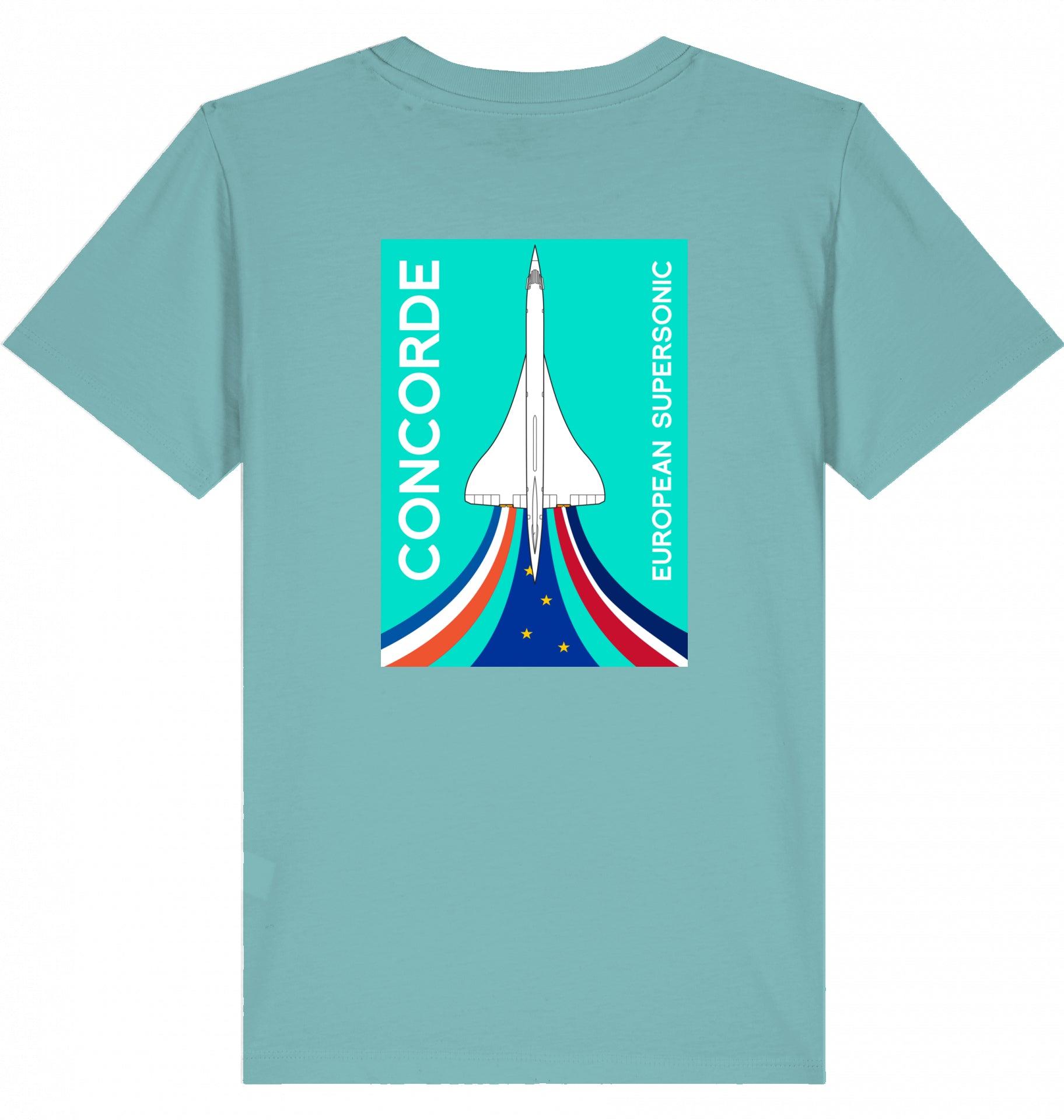 Aviation Kids Aviation T-Shirt "Concorde European Supersonic Aircraft" 2.0 Teal Monstera für Piloten, Crews, Kinder & Planespotter made by SUPERSONIC aero 4U