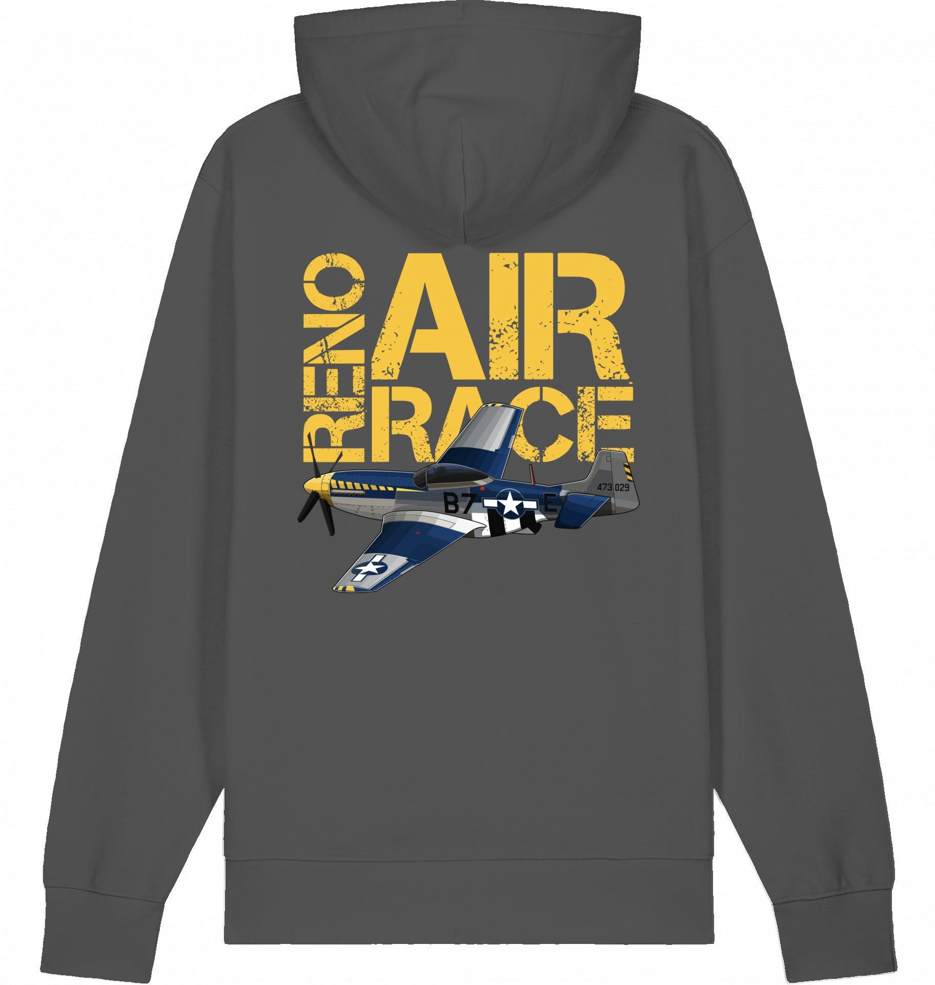 Aviation Flugzeug Hoodie P-51 Mustang "Reno Air Race" Anthracite für Piloten, Crews, Kinder & Planespotter made by SUPERSONIC aero 4U