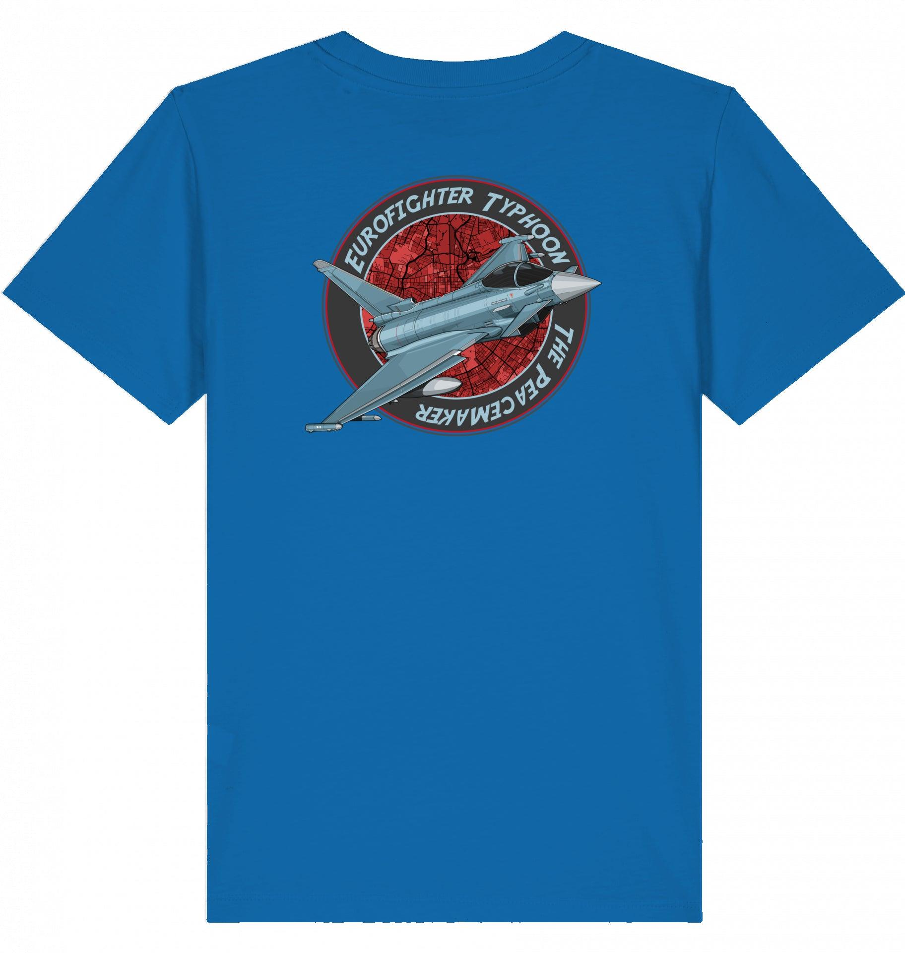 Aviation Kids Aviation T-Shirt "Eurofighter Typhoon - The Peacemaker" 2.0 Royal Blue für Piloten, Crews, Kinder & Planespotter made by SUPERSONIC aero 4U