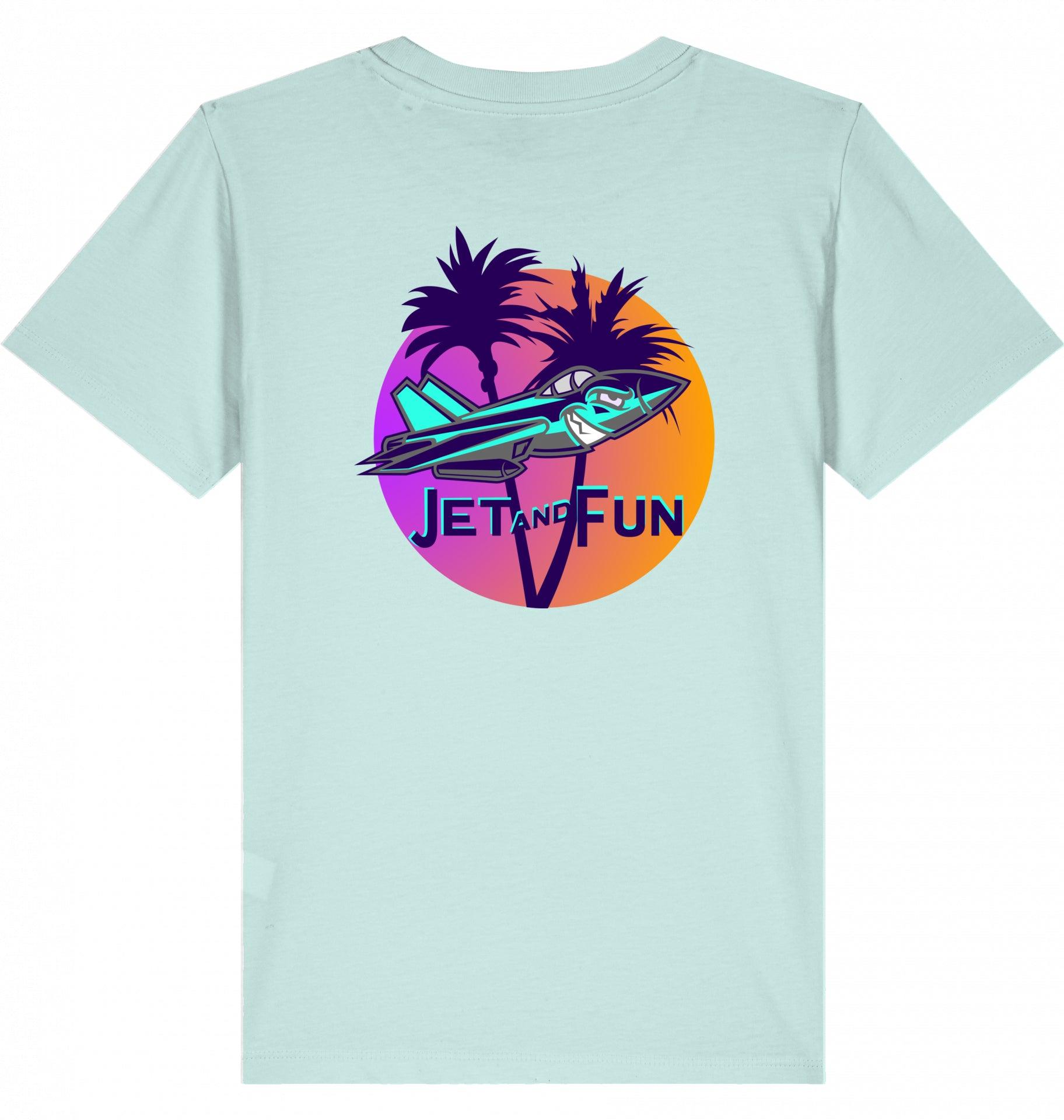 Aviation Kids Aviation T-Shirt "Jet and Fun" Flugzeug 2.0 Caribbean Blue für Piloten, Crews, Kinder & Planespotter made by SUPERSONIC aero 4U