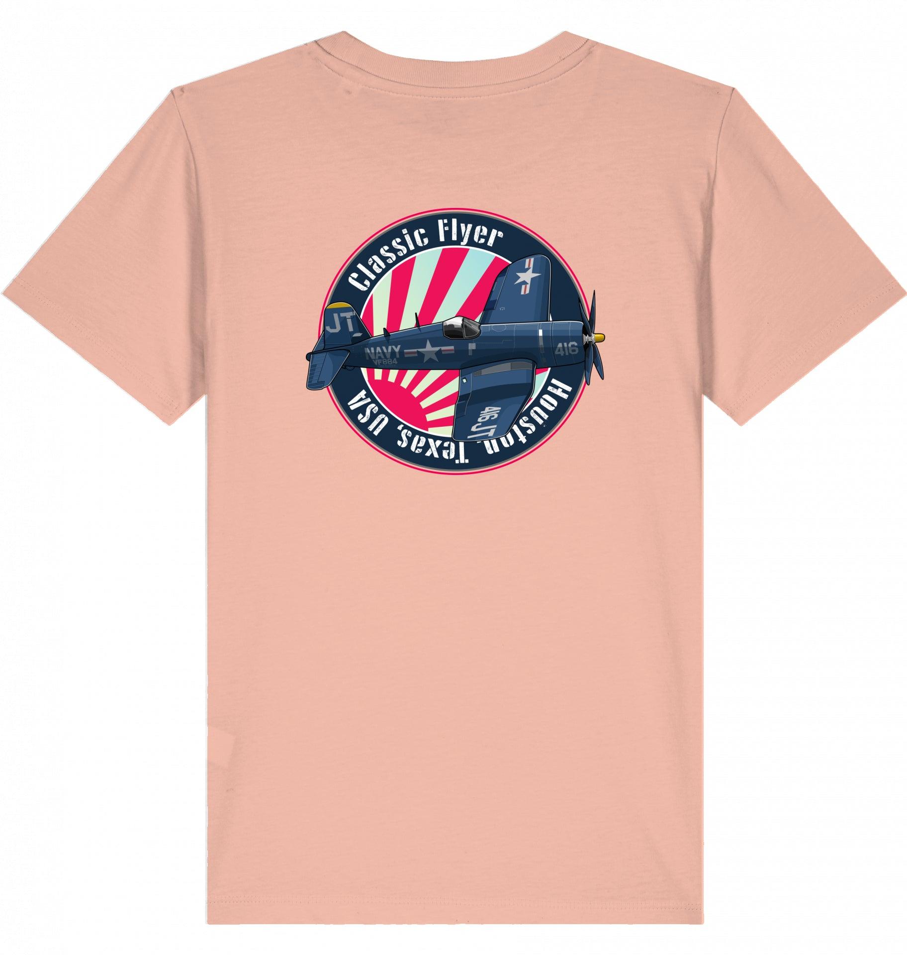 Aviation Kids Aviation T-Shirt "Classic Flyer F4U Corsair" 2.0 Fraiche Peche für Piloten, Crews, Kinder & Planespotter made by SUPERSONIC aero 4U