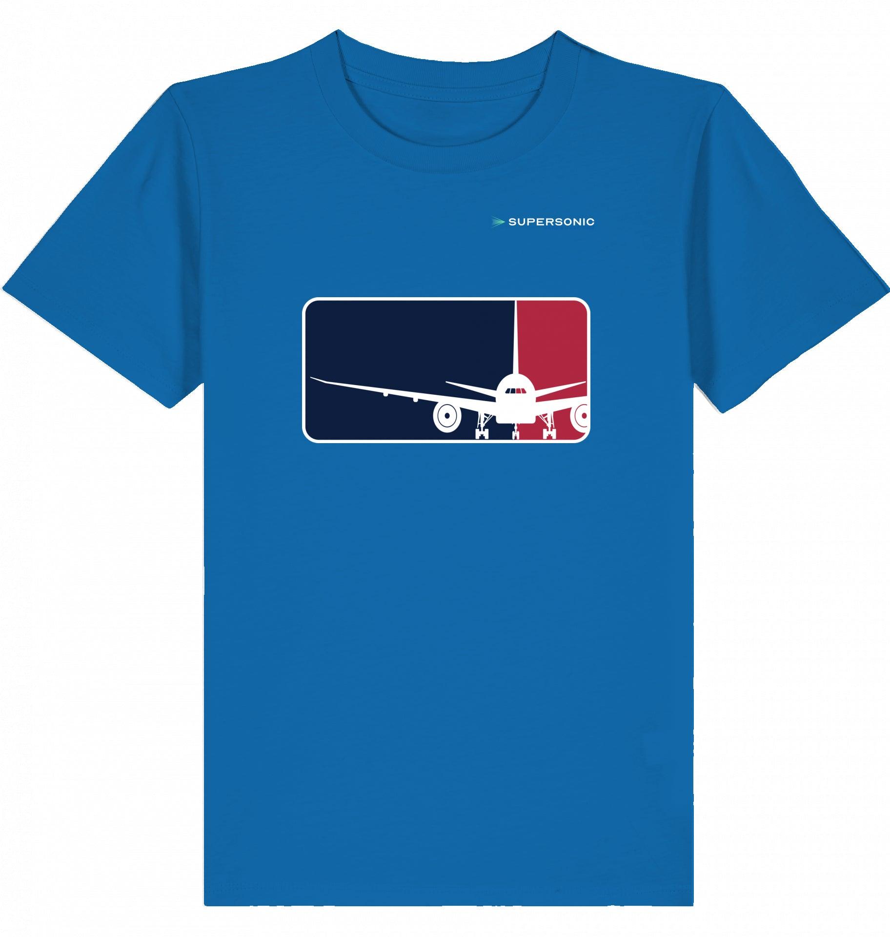Aviation Kids Aviation T-Shirt “Major League Aviation“ Boeing 777 2.0 Royal Blue für Piloten, Crews, Kinder & Planespotter made by SUPERSONIC aero 4U