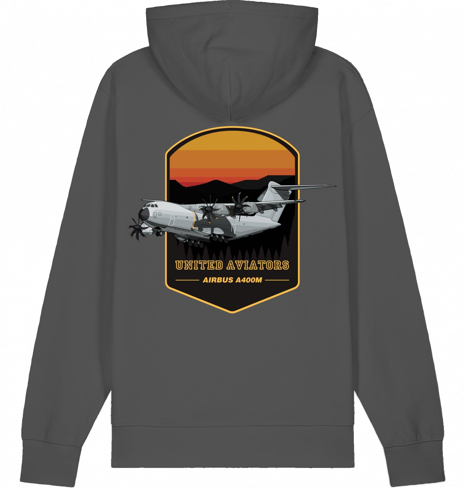 Aviation Flugzeug Hoodie Airbus A400M "United Aviators" Anthracite für Piloten, Crews, Kinder & Planespotter made by SUPERSONIC aero 4U