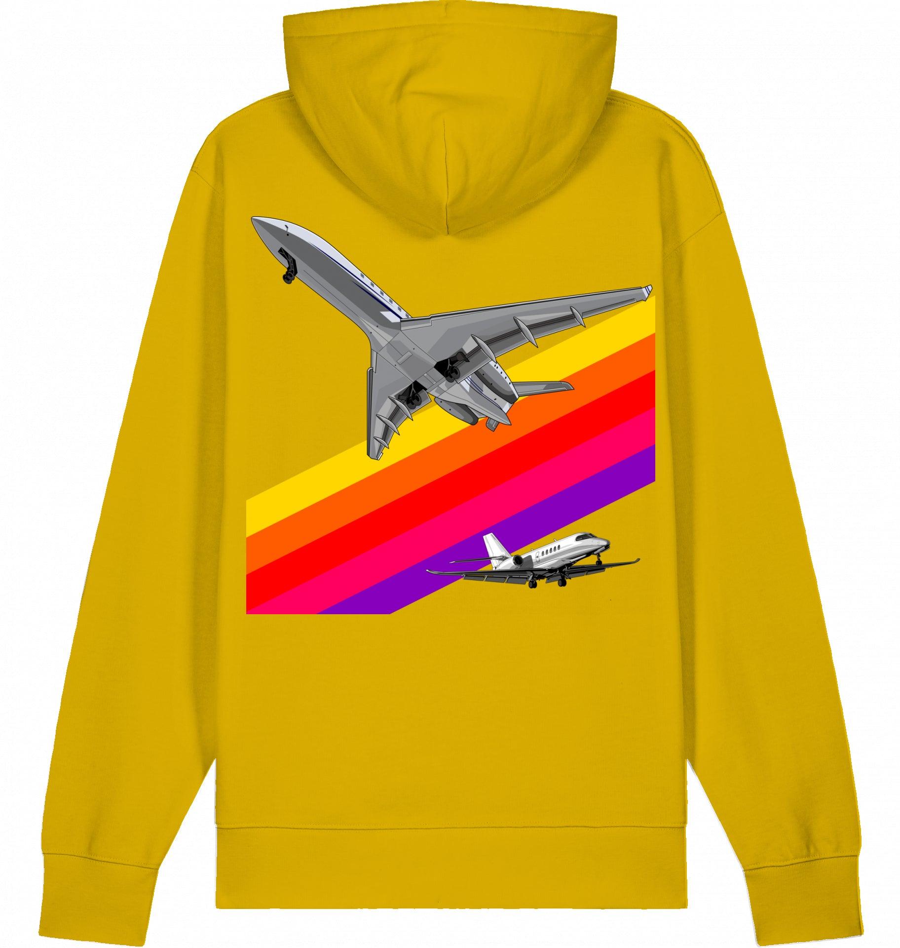 Aviation Flugzeug Hoodie im VHS Rainbow Design der 80er Ochre für Piloten, Crews, Kinder & Planespotter made by SUPERSONIC aero 4U
