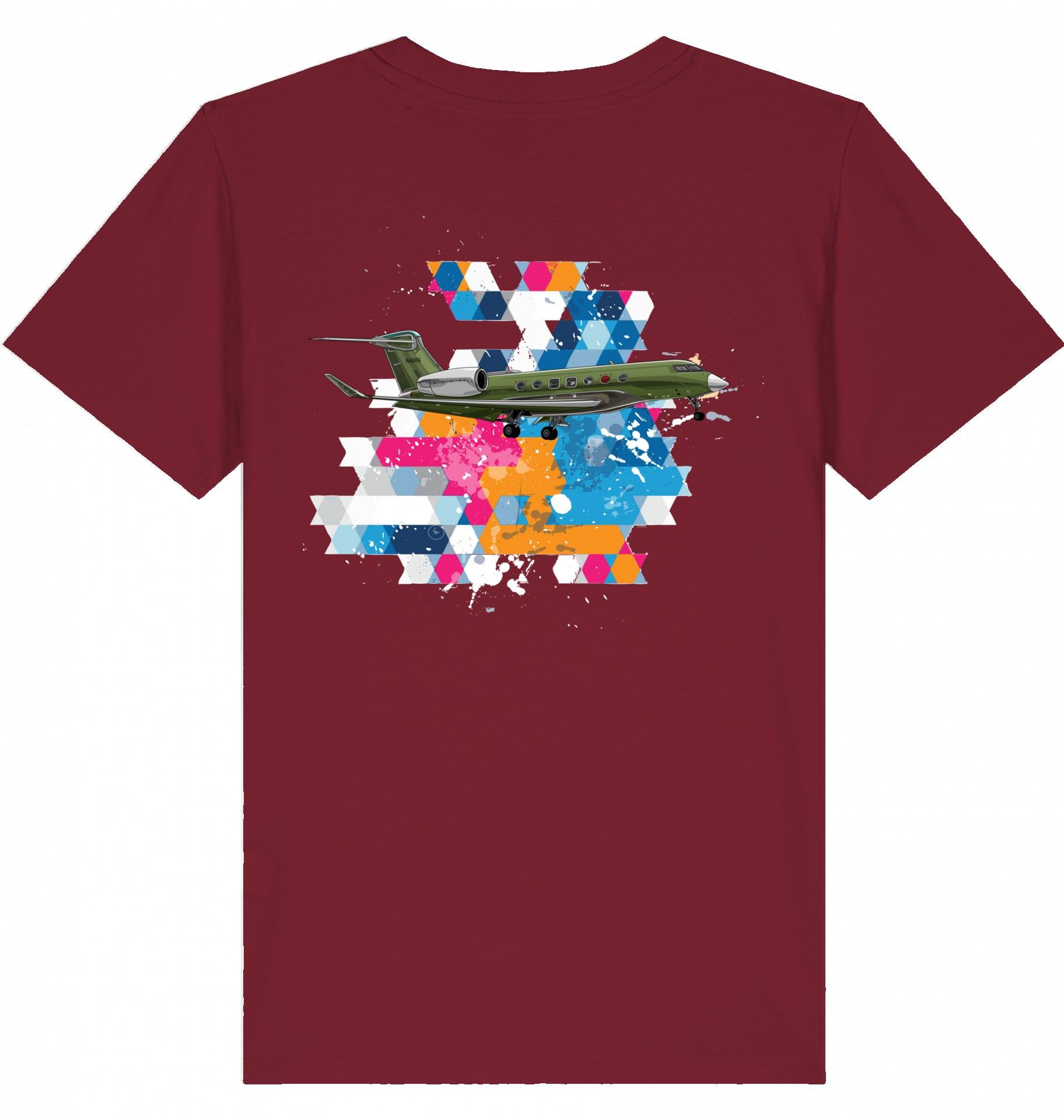 Aviation Kids Aviation T-Shirt Gulfstream G500/600 Business Jet 2.0 Burgundy für Piloten, Crews, Kinder & Planespotter made by SUPERSONIC aero 4U