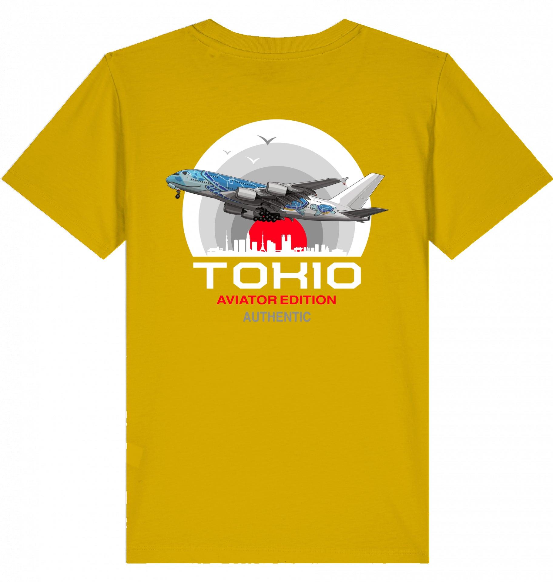 Aviation Kids Aviation T-Shirt "Aviator Tokio Summer" 2.0 Ochre für Piloten, Crews, Kinder & Planespotter made by SUPERSONIC aero 4U