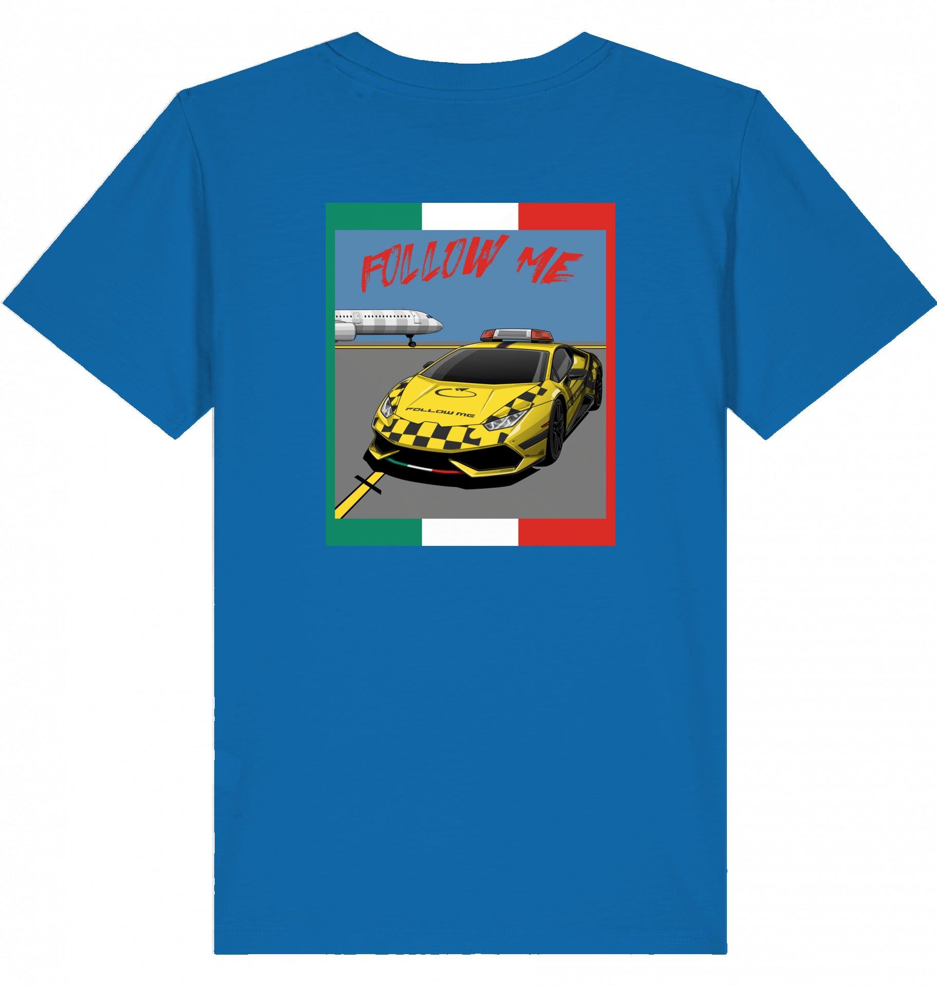 Aviation Kids Aviation T-Shirt "Follow Me Supercar" Flughafen 2.0 Royal Blue für Piloten, Crews, Kinder & Planespotter made by SUPERSONIC aero 4U