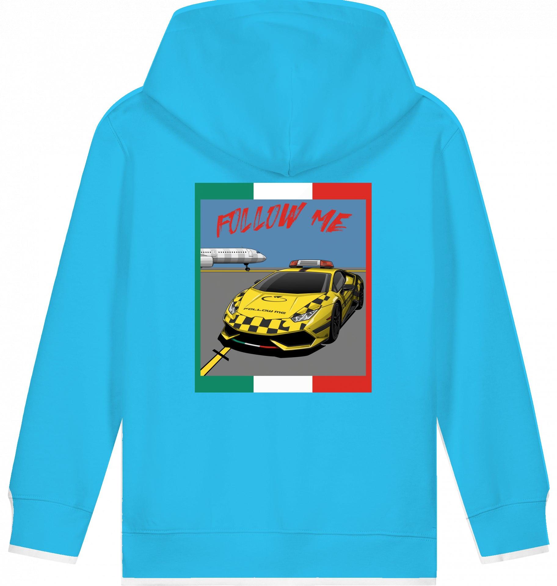 Aviation Kids Aviation Hoodie "Follow Me Italia" Airbus A321 Aqua Blue für Piloten, Crews, Kinder & Planespotter made by SUPERSONIC aero 4U