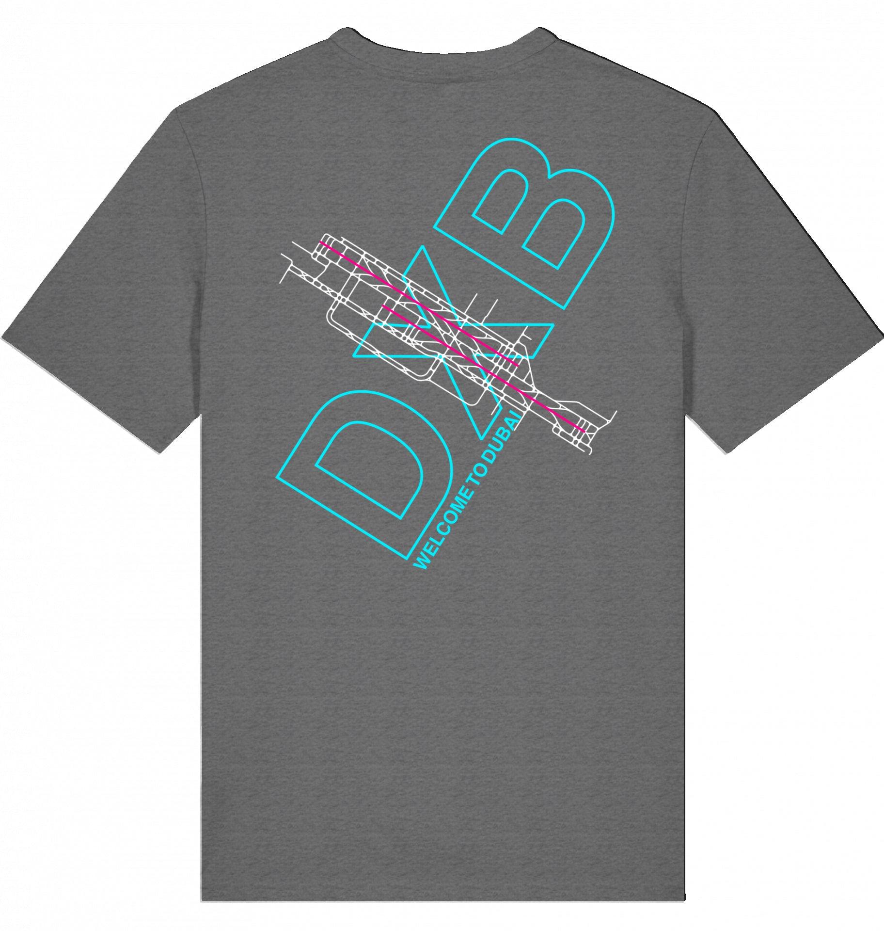 Aviation Airport T-Shirt "Dubai DXB Airportcode" Dark Heather Grey für Piloten, Crews, Kinder & Planespotter made by SUPERSONIC aero 4U
