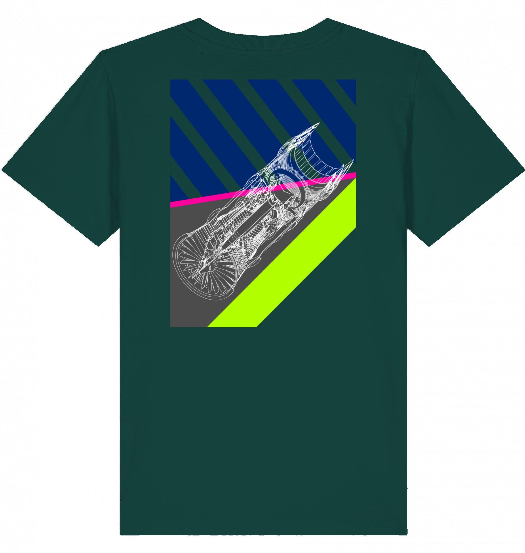 Aviation Kids Aviation T-Shirt "Aircraft Engine" 2.0 Glazed Green für Piloten, Crews, Kinder & Planespotter made by SUPERSONIC aero 4U