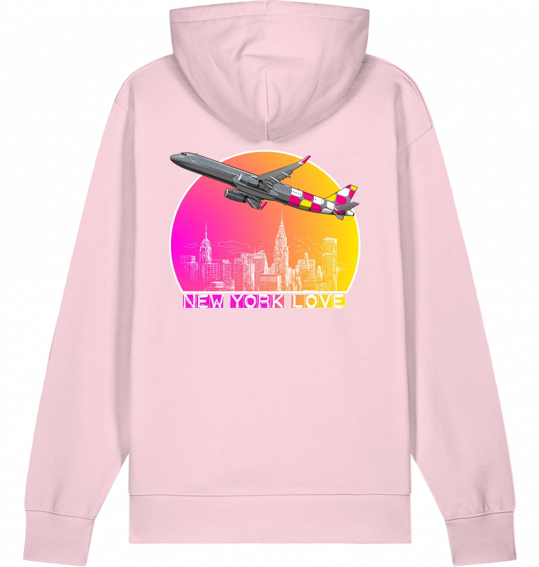 Aviation Flugzeug Hoodie Airbus A321 New York Cotton Pink für Piloten, Crews, Kinder & Planespotter made by SUPERSONIC aero 4U