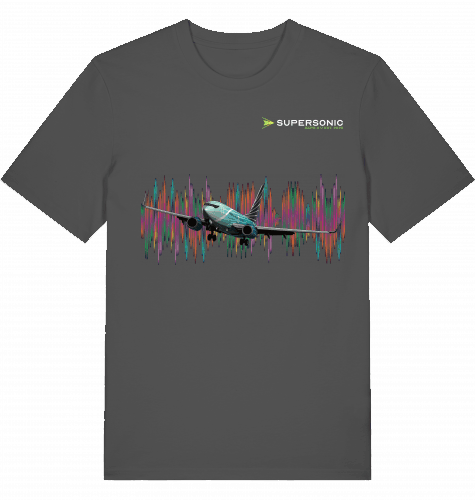 Aviation Boeing 737 BBJ Aircraft T-shirt Crew Shirt für Aviators Anthracite für Piloten, Crews, Kinder & Planespotter made by SUPERSONIC aero 4U