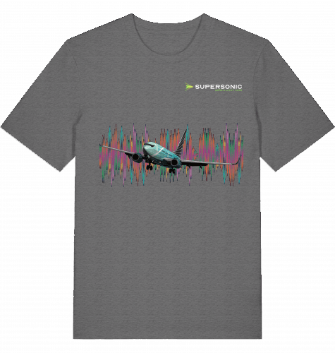 Aviation Boeing 737 BBJ Aircraft T-shirt Crew Shirt für Aviators Dark Heather Grey für Piloten, Crews, Kinder & Planespotter made by SUPERSONIC aero 4U