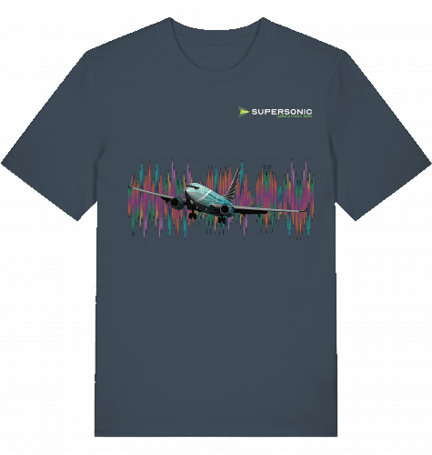 Aviation Boeing 737 BBJ Aircraft T-shirt Crew Shirt für Aviators India Ink Grey für Piloten, Crews, Kinder & Planespotter made by SUPERSONIC aero 4U