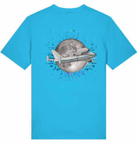 Aviation Flugzeug T-Shirt "Boeing 747 NASA Space Shuttle Transporter" Aqua Blue für Piloten, Crews, Kinder & Planespotter made by SUPERSONIC aero 4U