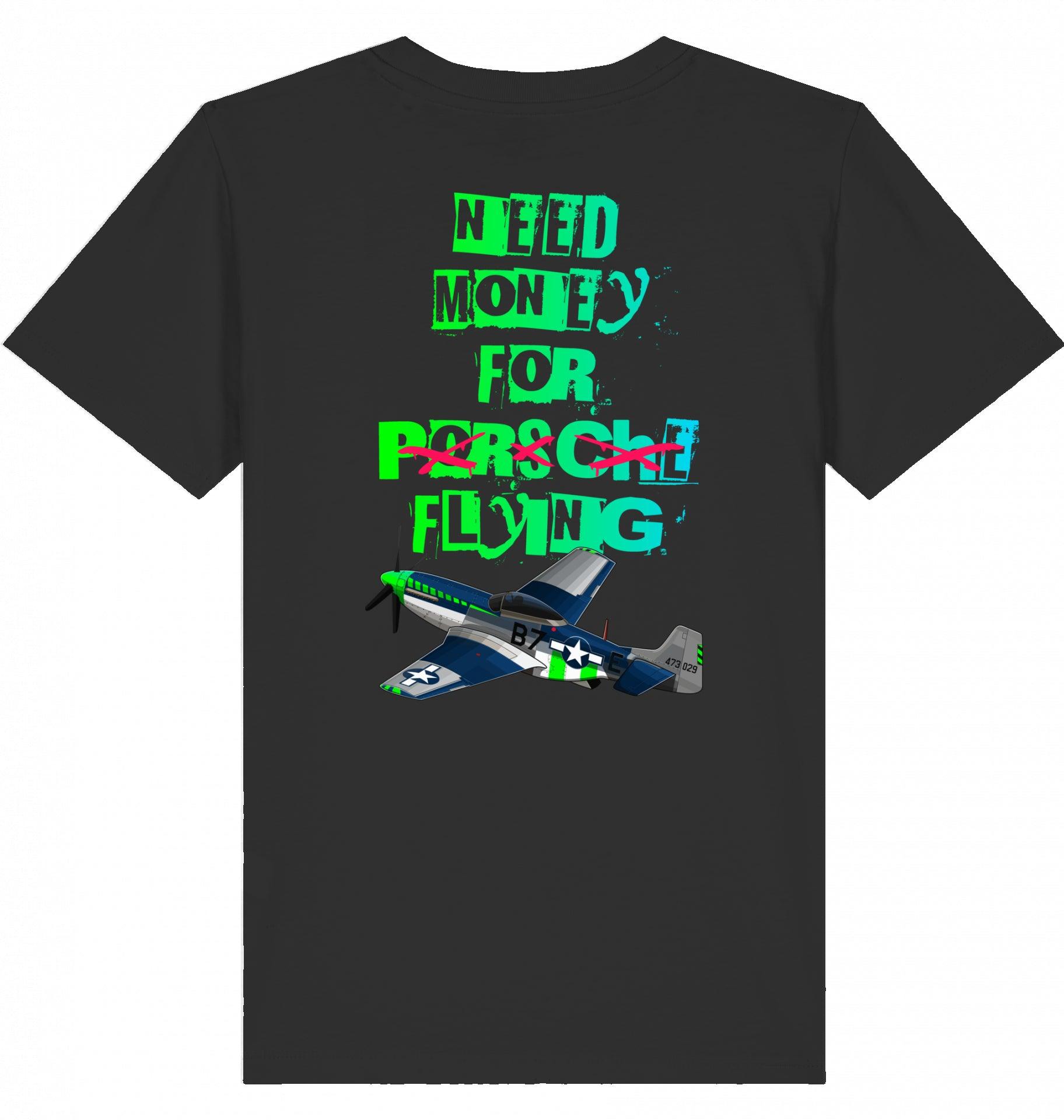 Aviation Kids Aviation T-Shirt "Need Money for Flying" 2.0 Black für Piloten, Crews, Kinder & Planespotter made by SUPERSONIC aero 4U