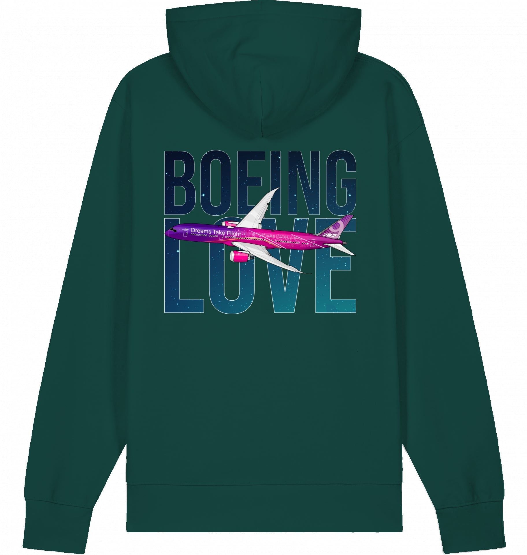 Aviation Flugzeug Hoodie Boeing Love 787 Dreamliner Glazed Green für Piloten, Crews, Kinder & Planespotter made by SUPERSONIC aero 4U