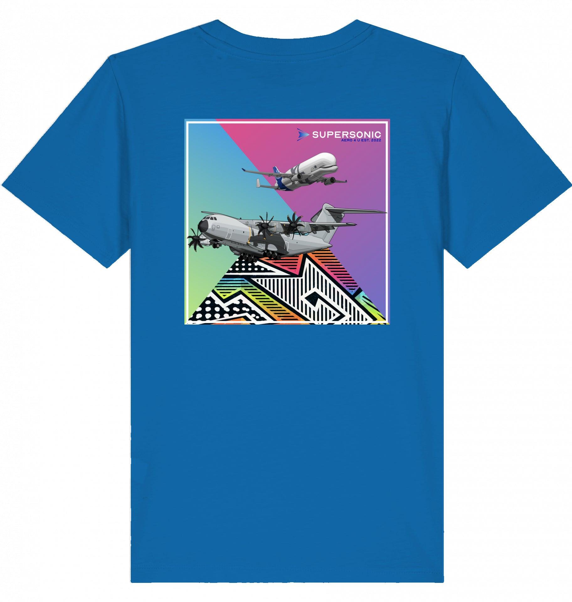 Aviation Kids T-Shirt ,Airbus A400M und Airbus Beluga Kinder Tshirt, Flugzeug Tshirt für Piloten, Crews, Kinder & Planespotter, made by SUPERSONIC aero 4U, Airbus Tshirt Kinder
