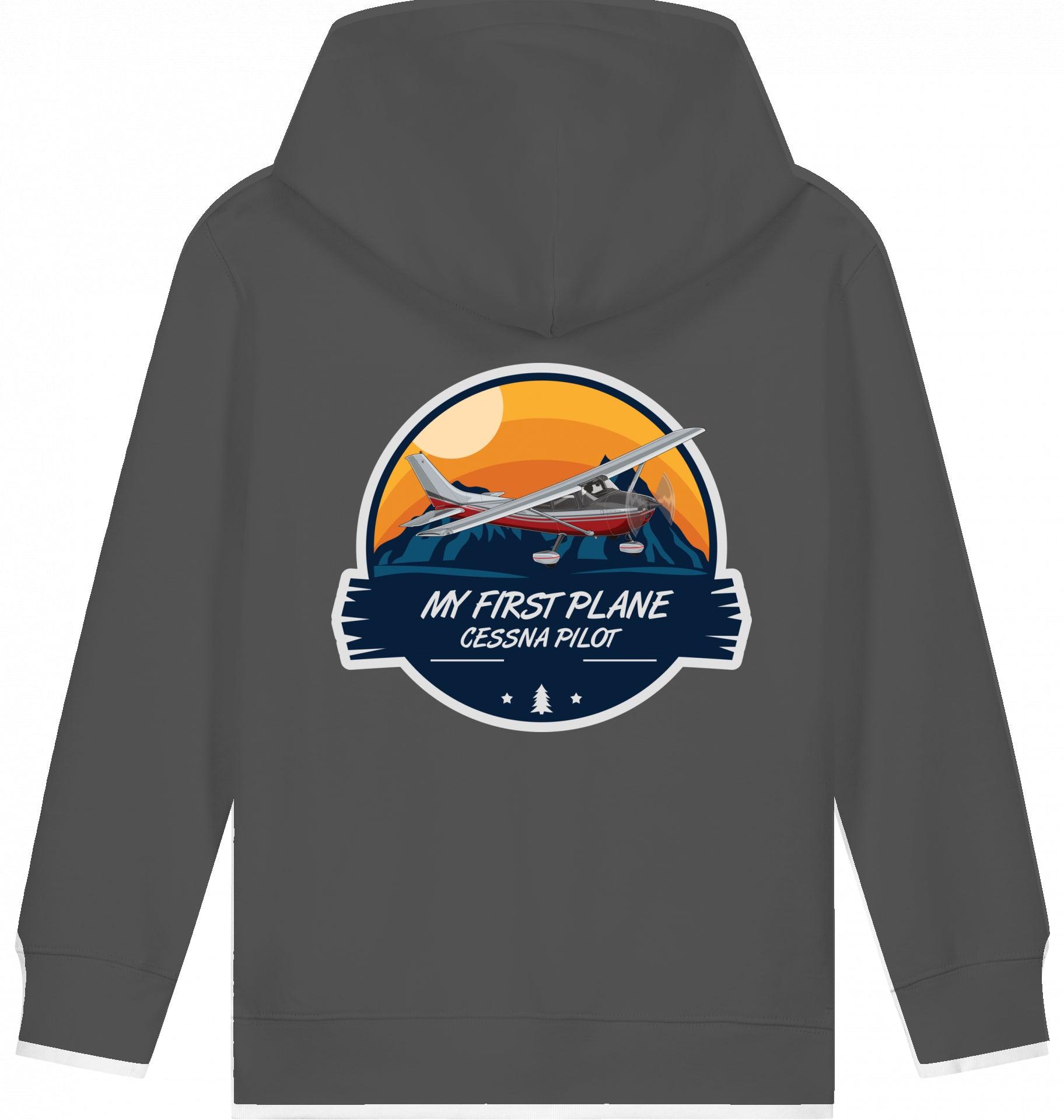 Aviation Kids Flugzeug Hoodie "My First Plane - Cessna 172" Anthracite für Piloten, Crews, Kinder & Planespotter made by SUPERSONIC aero 4U