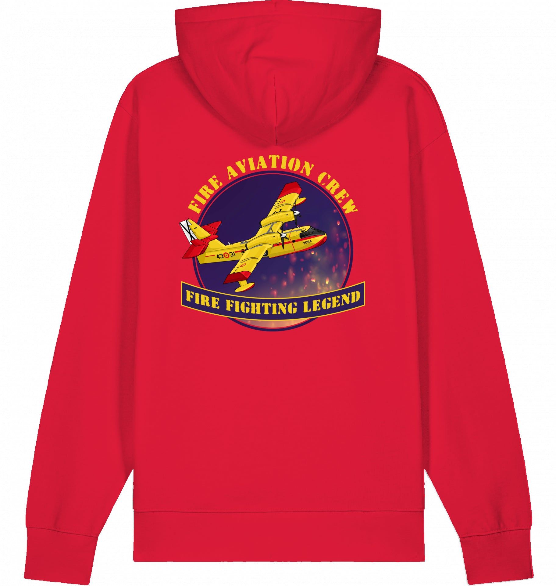 Aviation Flugzeug Hoodie CL-412 Fire Fighting Legend Red für Piloten, Crews, Kinder & Planespotter made by SUPERSONIC aero 4U