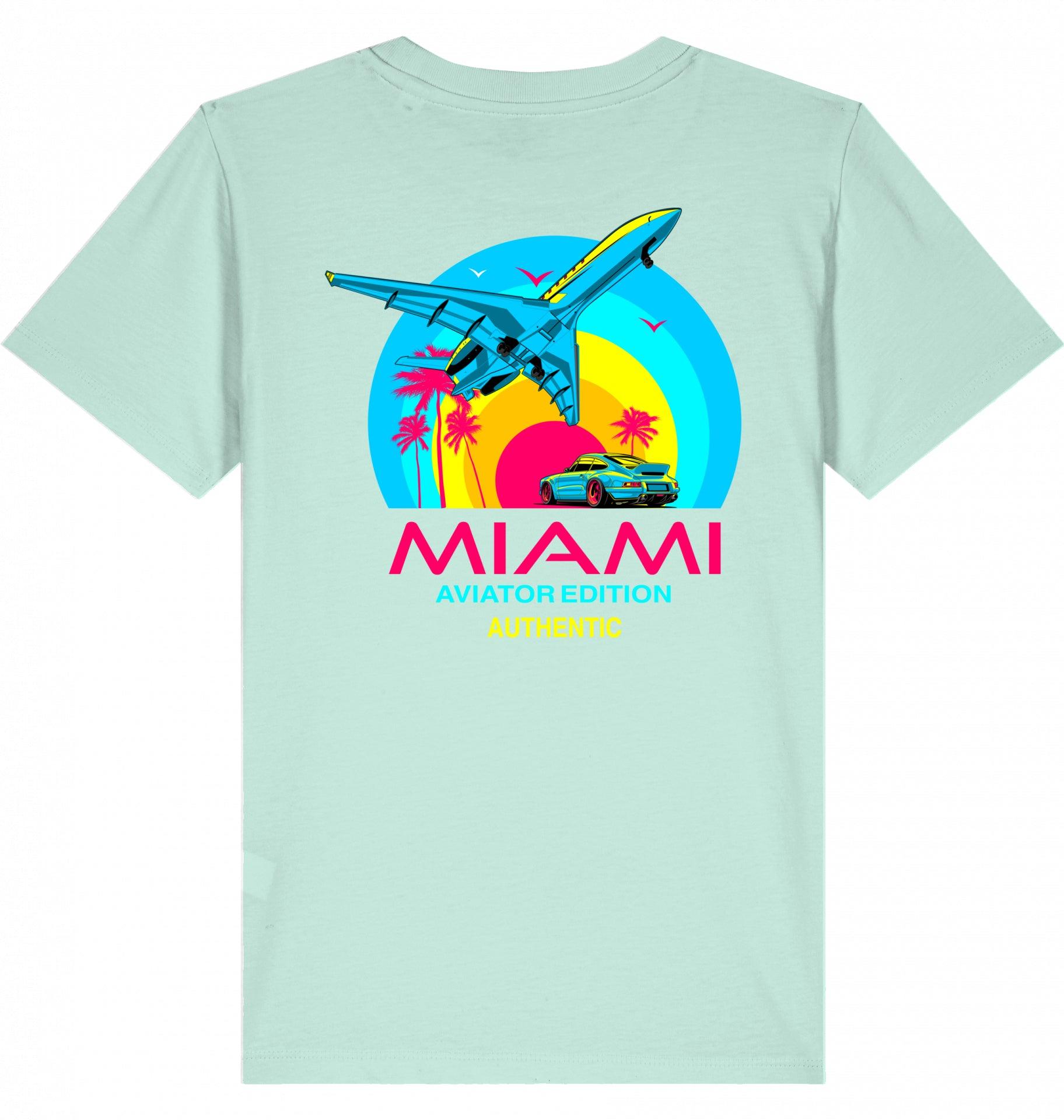 Aviation Kids Aviation T-Shirt "Aviator Miami Summer" 2.0 Aloe für Piloten, Crews, Kinder & Planespotter made by SUPERSONIC aero 4U