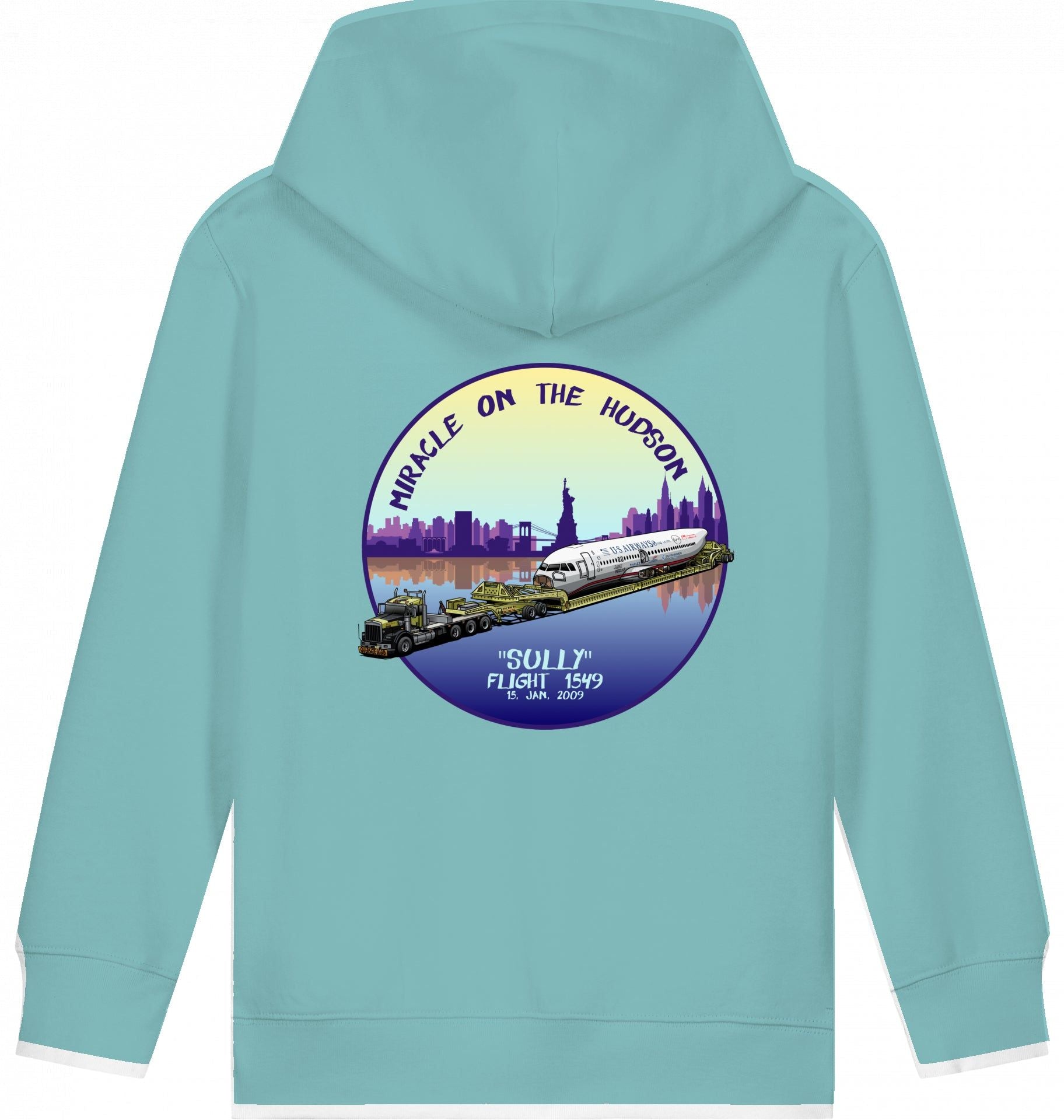 Aviation Kids Flugzeug Hoodie "Sullenberger - Miracle on the Hudson" für Piloten, Crews, Kinder & Planespotter made by SUPERSONIC aero 4U
