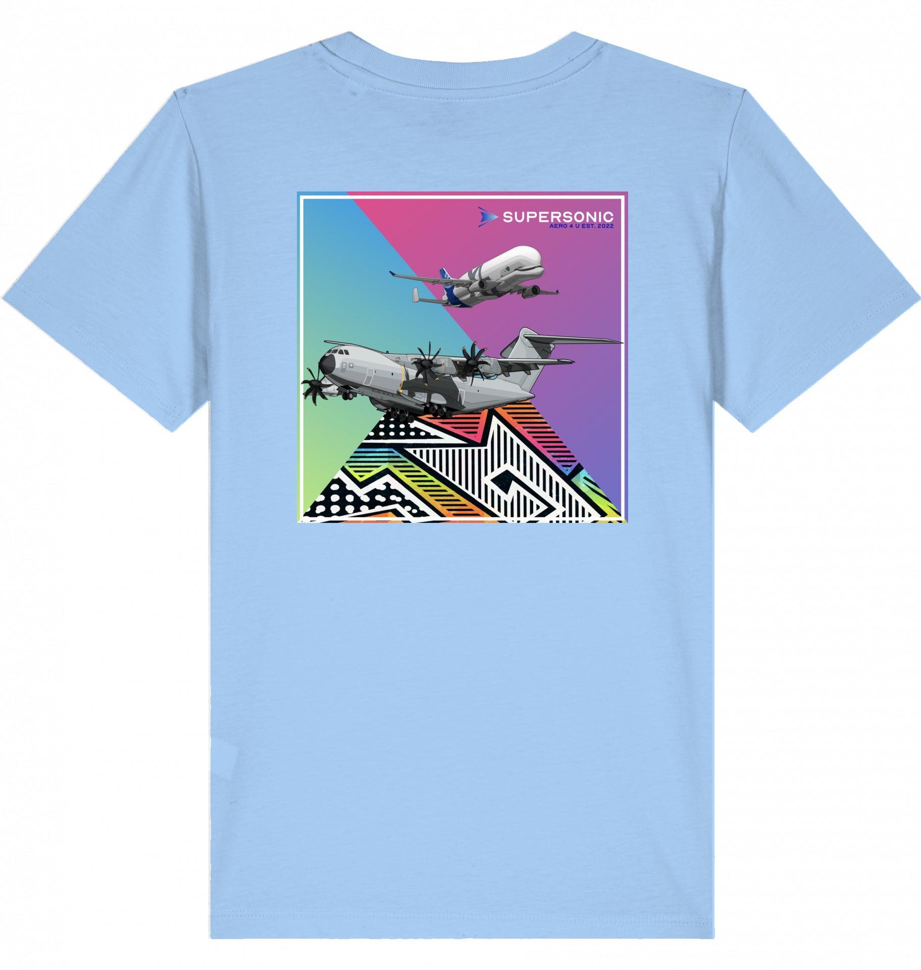 Aviation Kids T-Shirt ,Airbus A400M und Airbus Beluga Kinder Tshirt, Flugzeug Tshirt für Piloten, Crews, Kinder & Planespotter, made by SUPERSONIC aero 4U, Airbus Tshirt Kinder