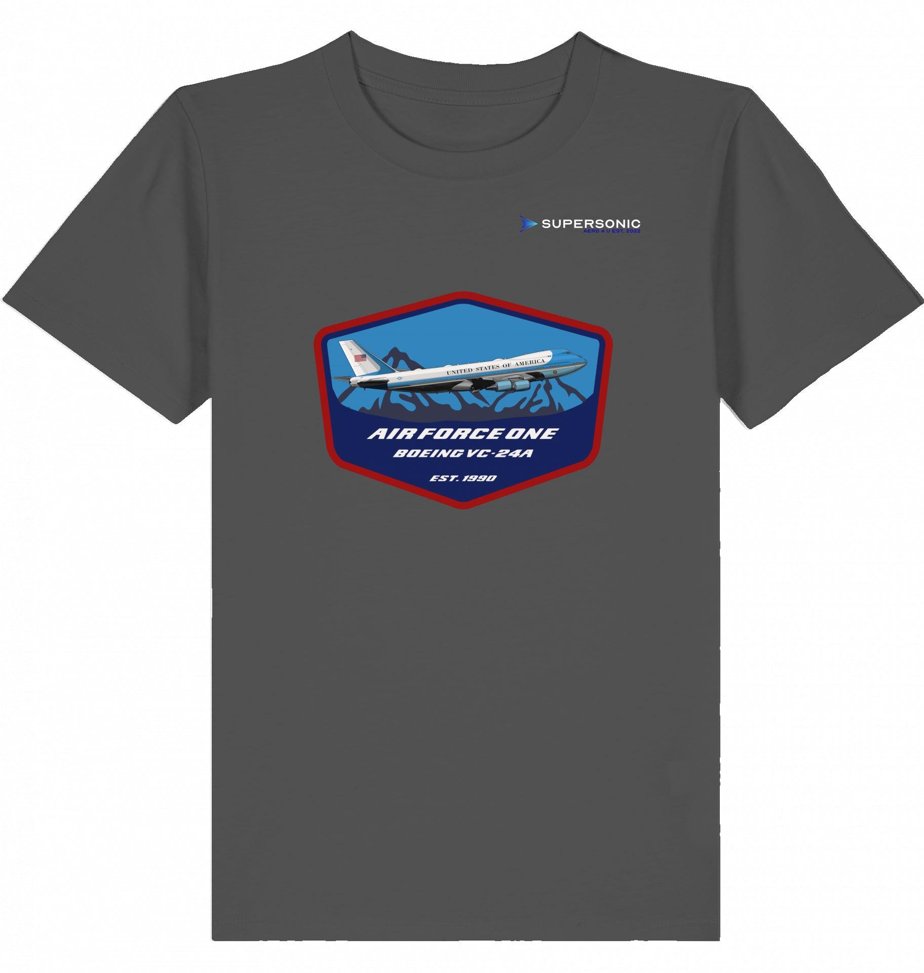 Aviation Kids Aviation T-Shirt Air Force One Boeing VC-24A Jumbo Jet 2.0 Anthracite für Piloten, Crews, Kinder & Planespotter made by SUPERSONIC aero 4U
