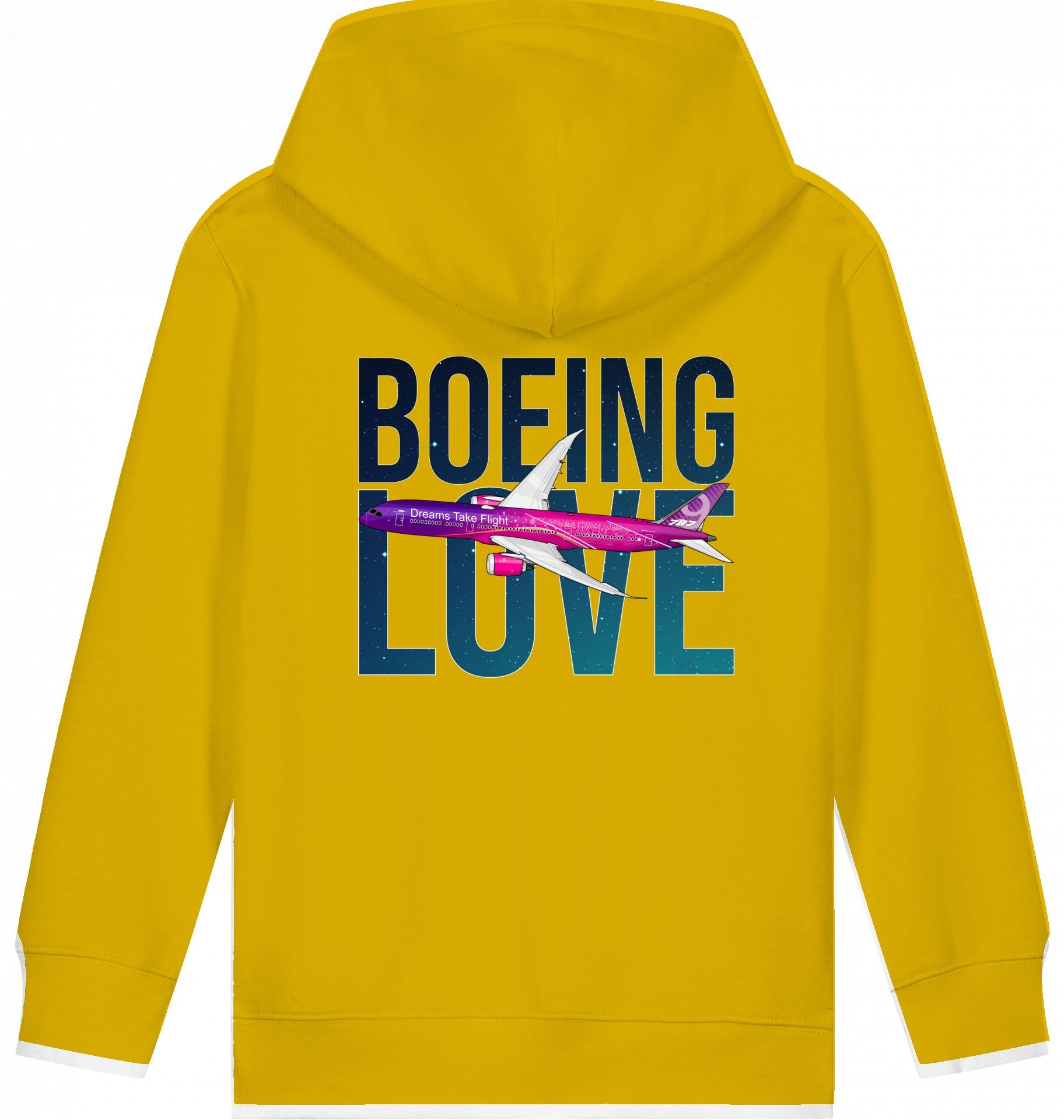 Aviation Kids Hoodie Boeing Love 787 Dreamliner Ochre für Piloten, Crews, Kinder & Planespotter made by SUPERSONIC aero 4U