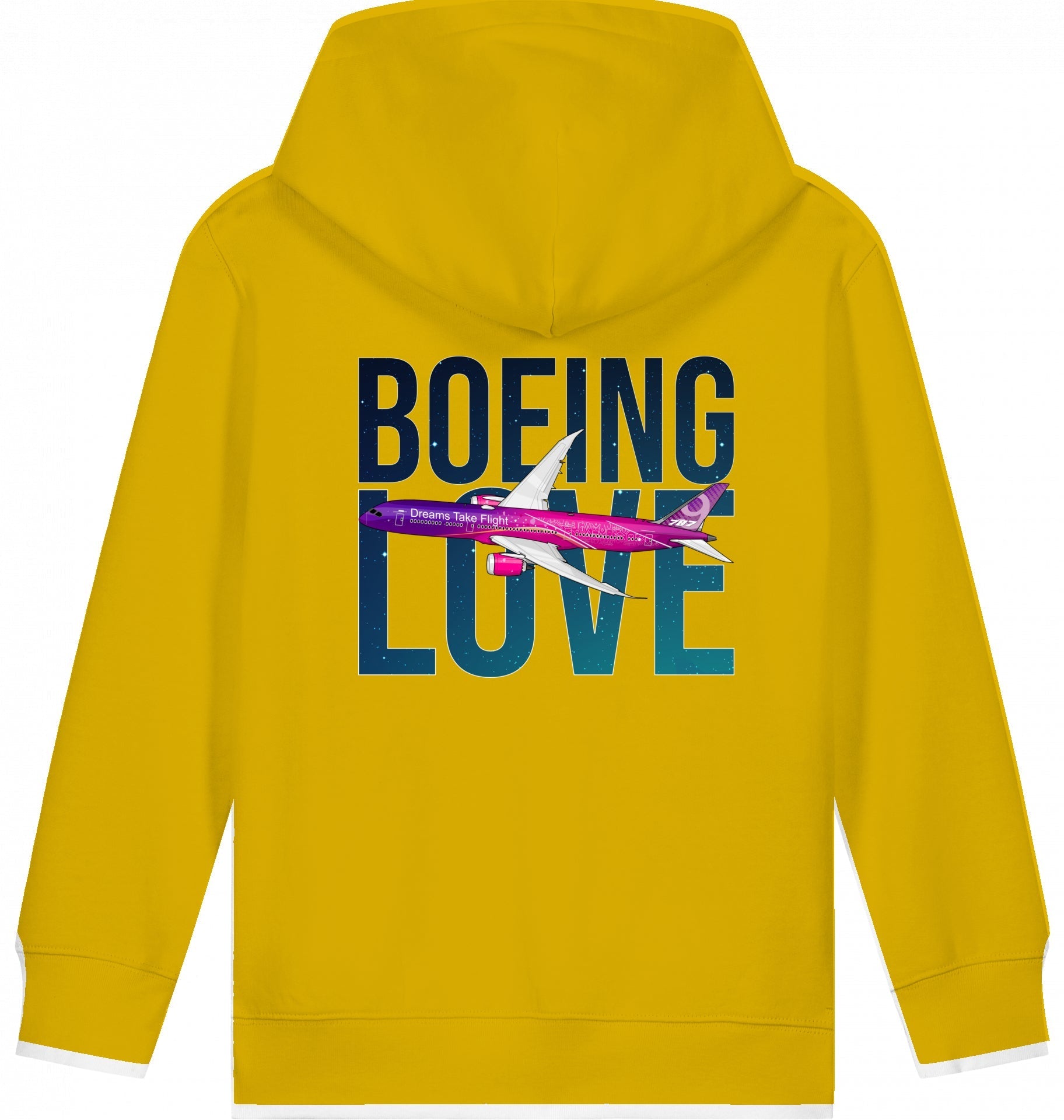 Aviation Kids Hoodie Boeing Love 787 Dreamliner Ochre für Piloten, Crews, Kinder & Planespotter made by SUPERSONIC aero 4U