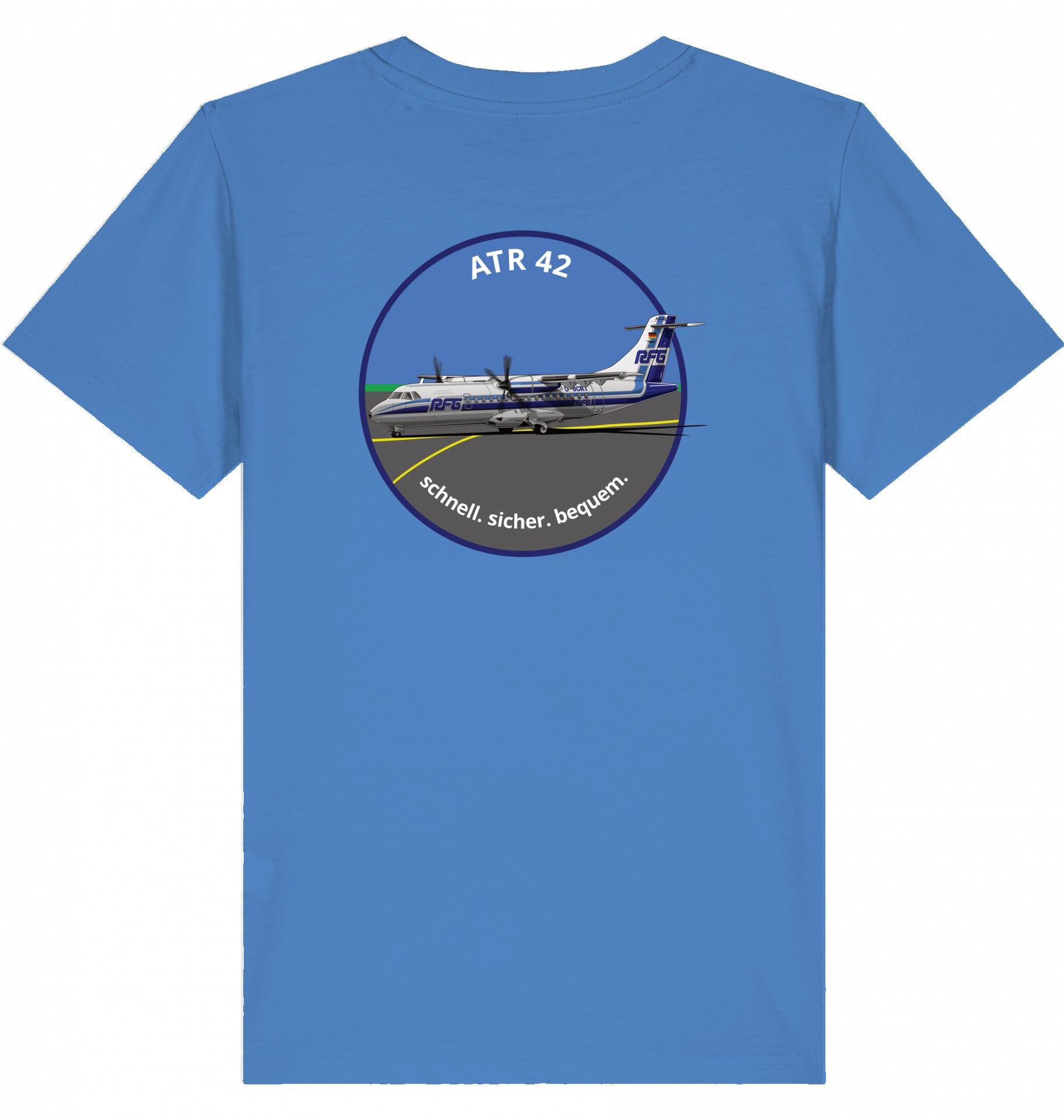 Aviation Kids Aviation T-Shirt "ATR42 Flugzeug RFG EDLW" 2.0 Bright Blue für Piloten, Crews, Kinder & Planespotter made by SUPERSONIC aero 4U