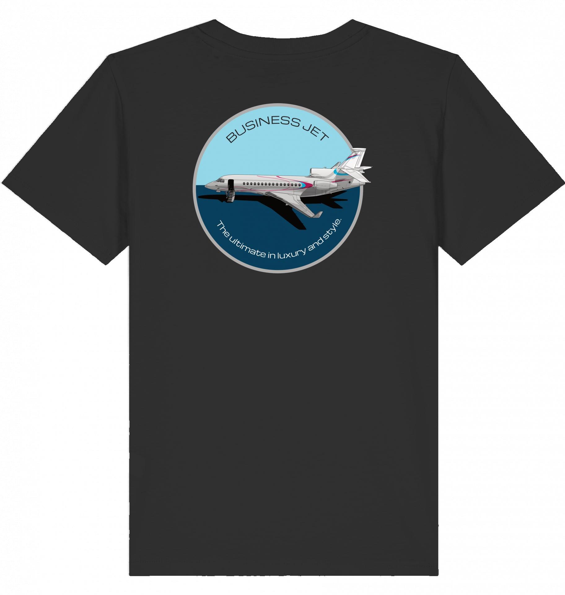 Aviation Kids Aviation T-Shirt "Dassault Falcon 7X Business Jet" 2.0 Black für Piloten, Crews, Kinder & Planespotter made by SUPERSONIC aero 4U
