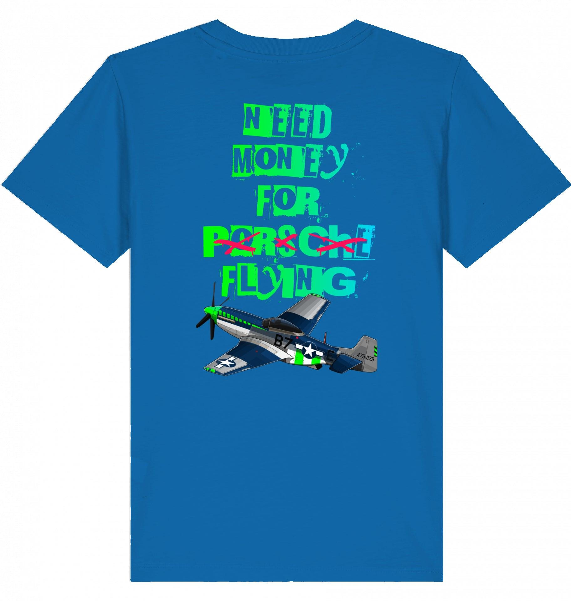 Aviation Kids Aviation T-Shirt "Need Money for Flying" 2.0 Royal Blue für Piloten, Crews, Kinder & Planespotter made by SUPERSONIC aero 4U