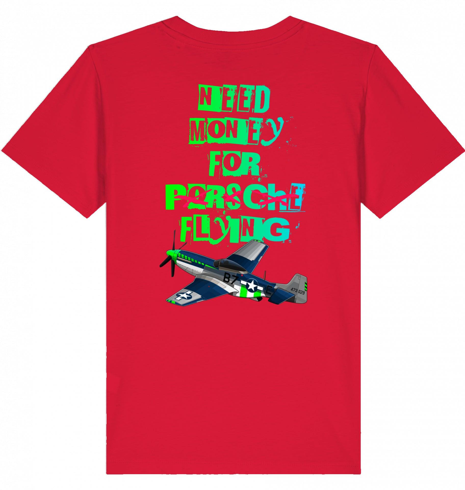 Aviation Kids Aviation T-Shirt "Need Money for Flying" 2.0 Red für Piloten, Crews, Kinder & Planespotter made by SUPERSONIC aero 4U