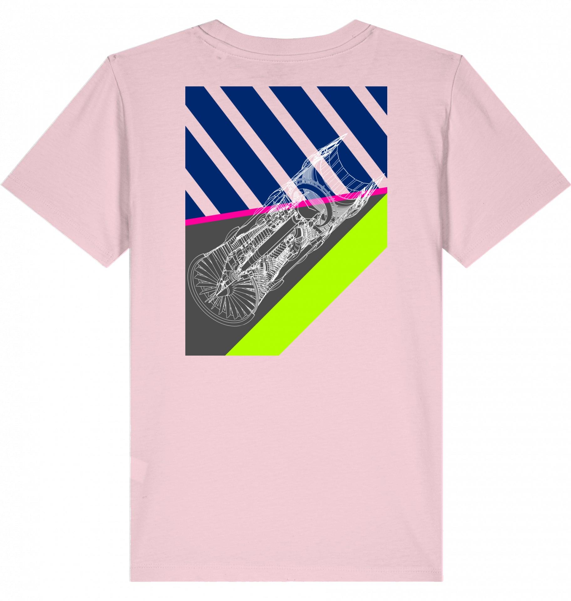 Aviation Kids Aviation T-Shirt "Aircraft Engine" 2.0 Cotton Pink für Piloten, Crews, Kinder & Planespotter made by SUPERSONIC aero 4U