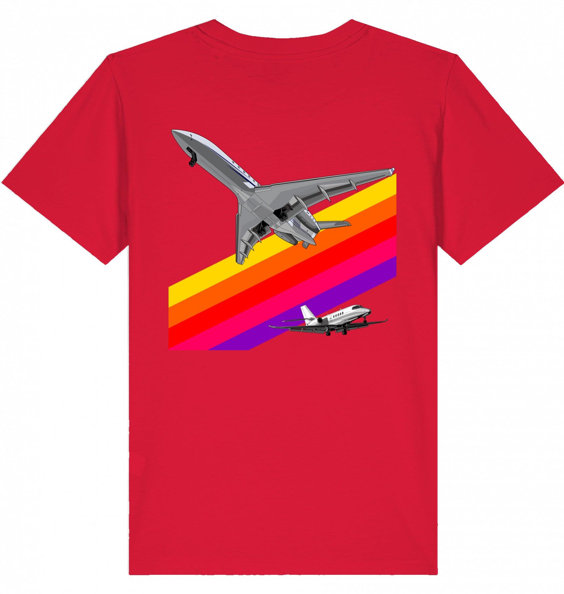 Aviation Kids Aviation T-Shirt "VHS 80ies Style - Business Aviation" 2.0 Red für Piloten, Crews, Kinder & Planespotter made by SUPERSONIC aero 4U