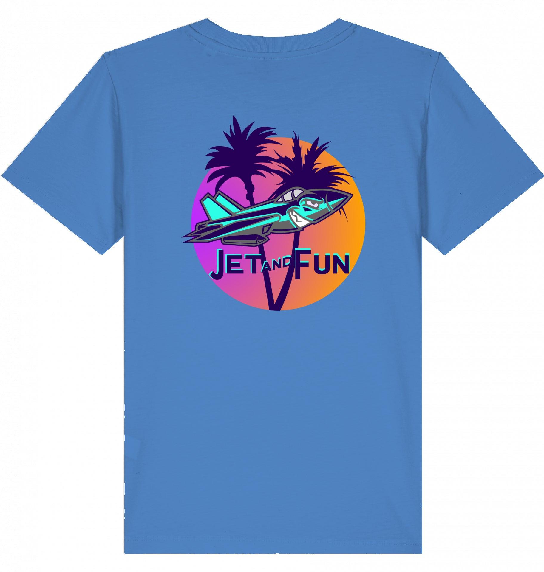 Aviation Kids Aviation T-Shirt "Jet and Fun" Flugzeug 2.0 Bright Blue für Piloten, Crews, Kinder & Planespotter made by SUPERSONIC aero 4U