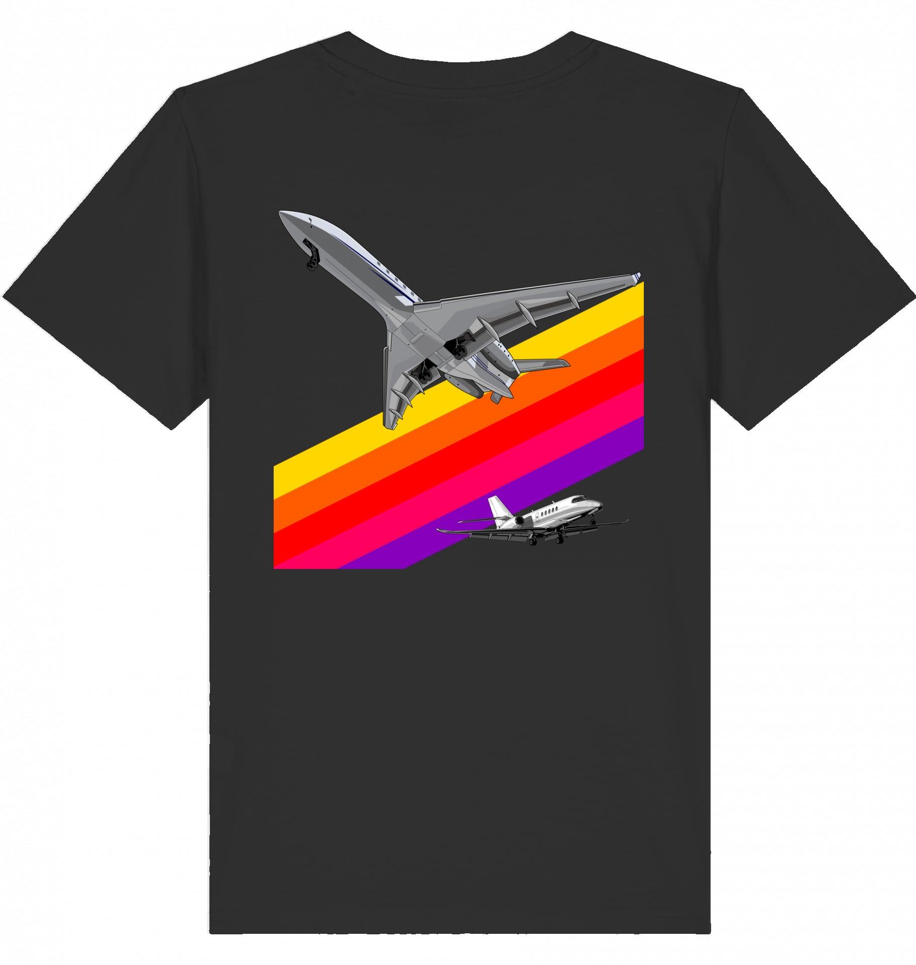 Aviation Kids Aviation T-Shirt "VHS 80ies Style - Business Aviation" 2.0 Black für Piloten, Crews, Kinder & Planespotter made by SUPERSONIC aero 4U