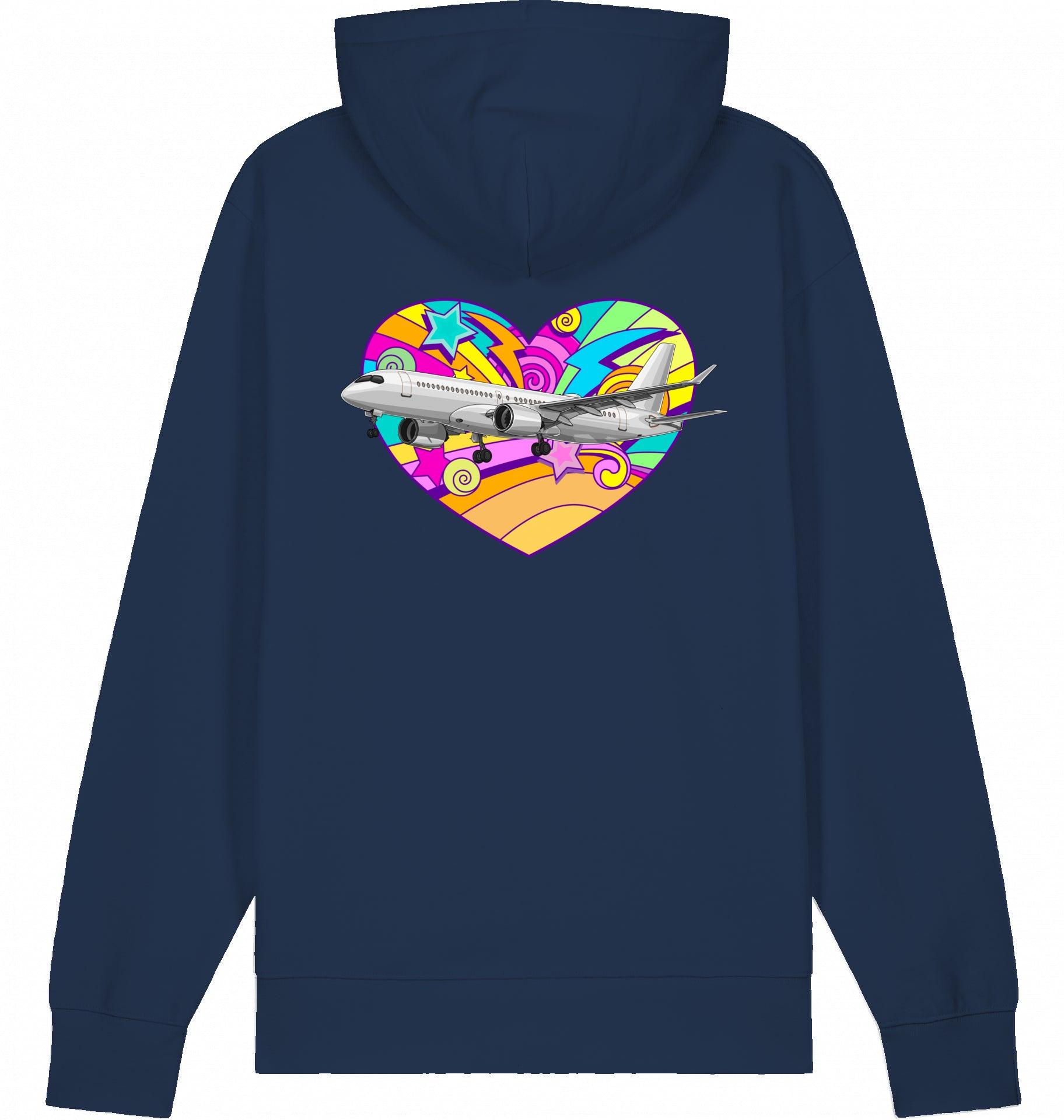 Aviation Flugzeug Hoodie Airbus A220 Heart - Airbus Lovers French Navy für Piloten, Crews, Kinder & Planespotter made by SUPERSONIC aero 4U