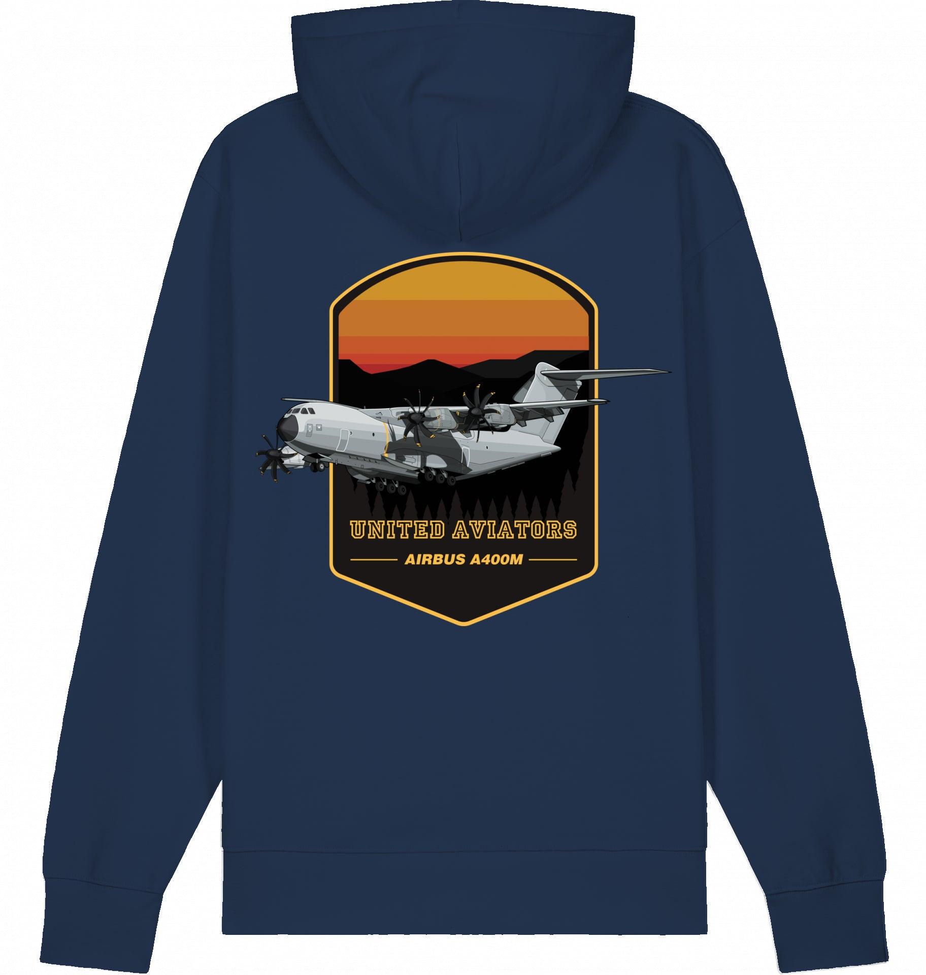 Aviation Flugzeug Hoodie Airbus A400M "United Aviators" French Navy für Piloten, Crews, Kinder & Planespotter made by SUPERSONIC aero 4U