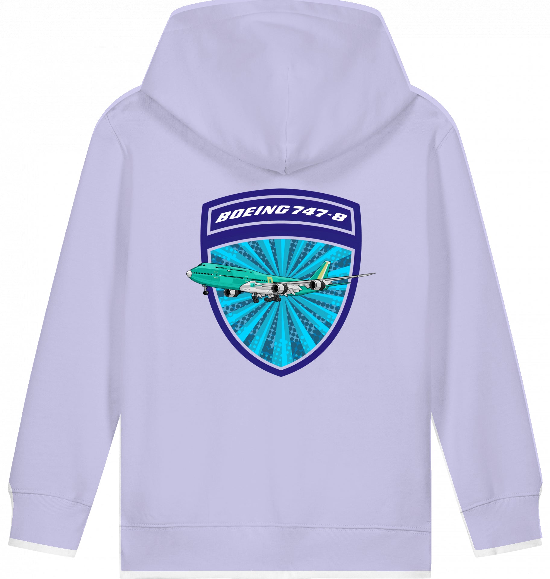 Aviation Kids Hoodie Boeing 747-8 Jumbojet Lavender für Piloten, Crews, Kinder & Planespotter made by SUPERSONIC aero 4U