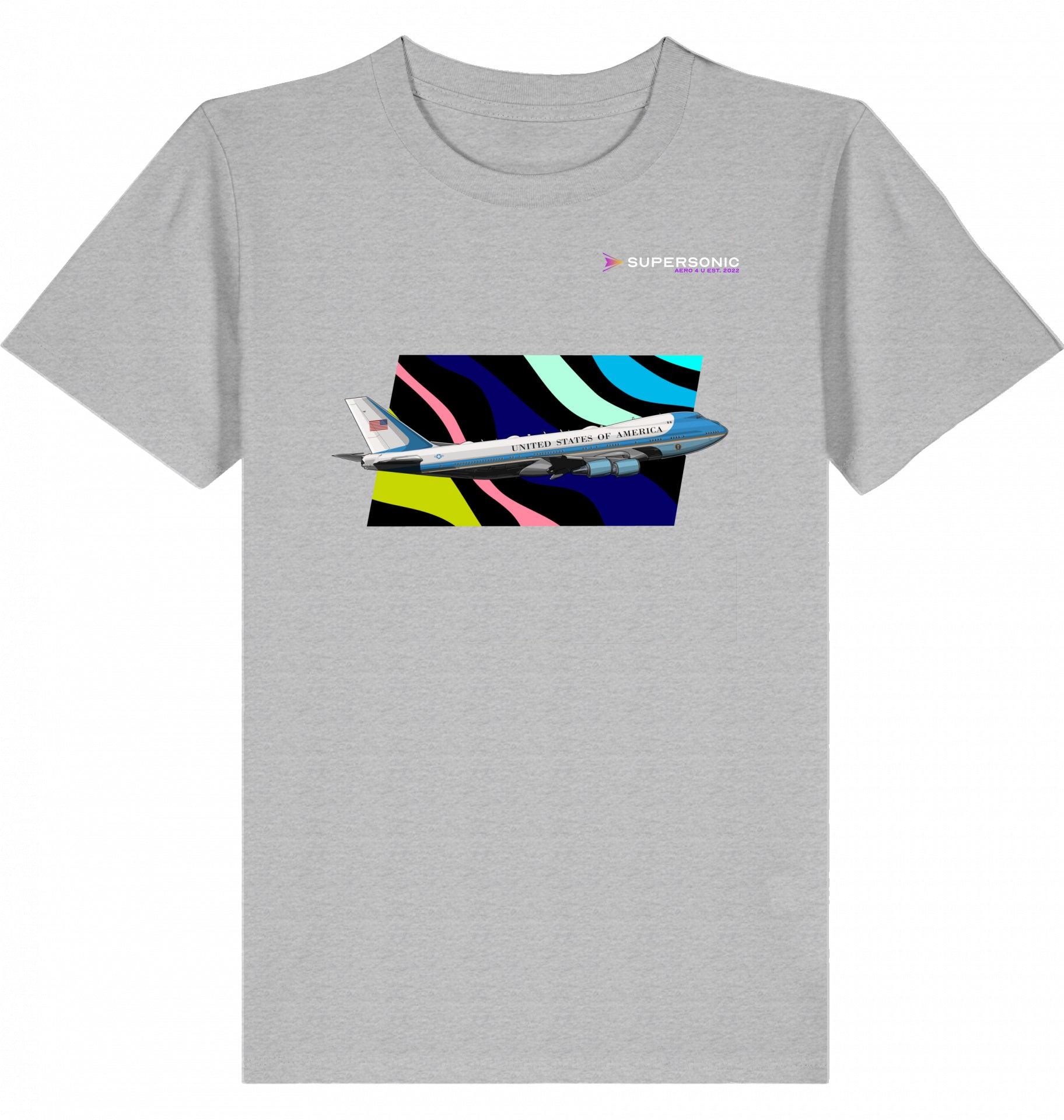 Aviation Kids Aviation T-Shirt Air Force One Boeing 747 Jumbo Jet Flugzeug 2.0 Heather Grey für Piloten, Crews, Kinder & Planespotter made by SUPERSONIC aero 4U