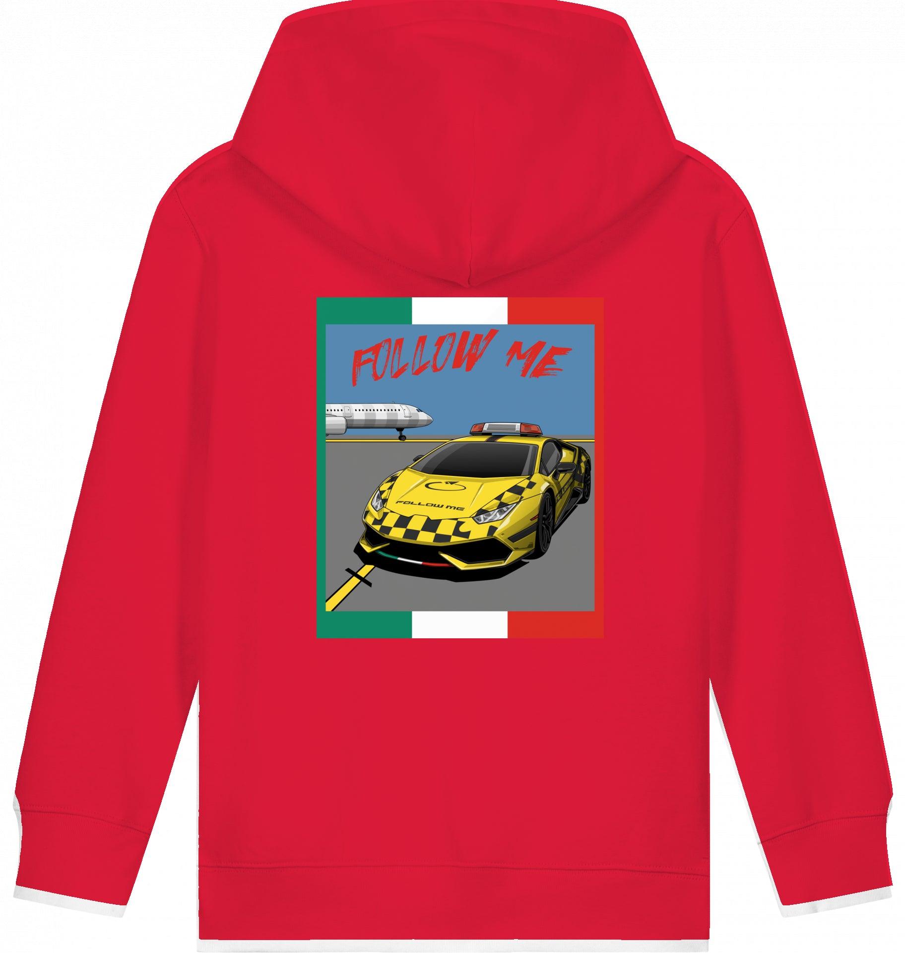 Aviation Kids Aviation Hoodie "Follow Me Italia" Airbus A321 Red für Piloten, Crews, Kinder & Planespotter made by SUPERSONIC aero 4U
