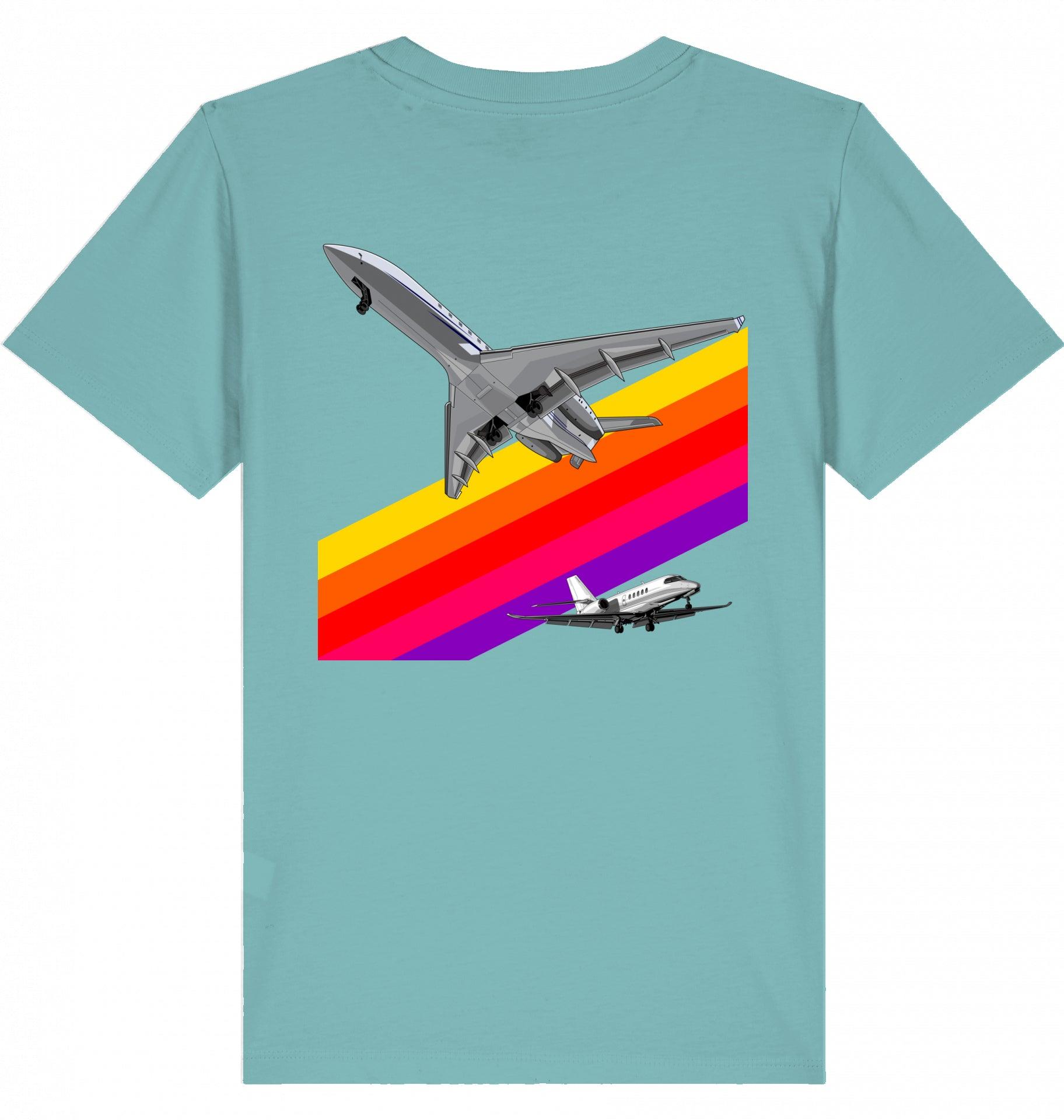 Aviation Kids Aviation T-Shirt "VHS 80ies Style - Business Aviation" 2.0 Teal Monstera für Piloten, Crews, Kinder & Planespotter made by SUPERSONIC aero 4U