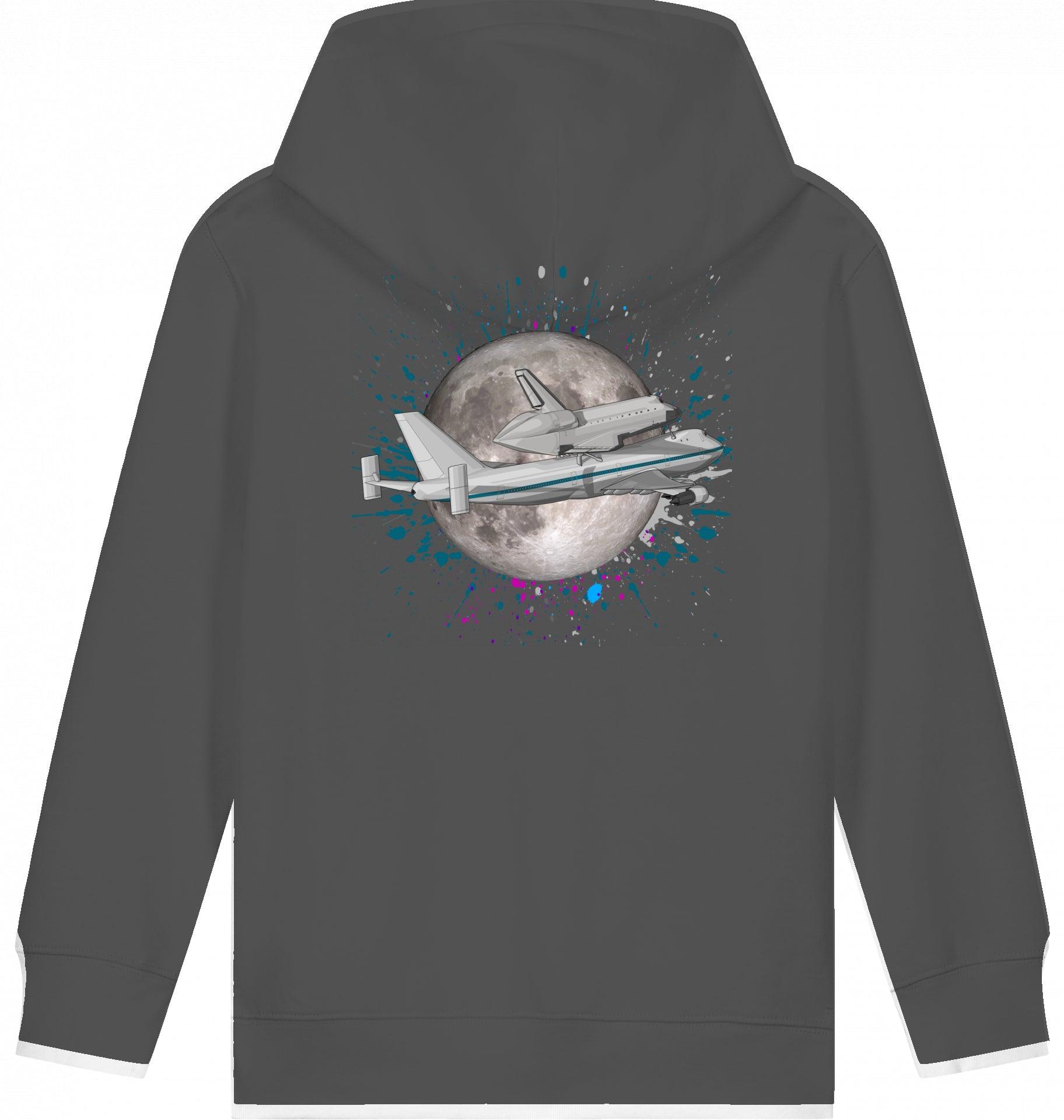 Aviation Kids Aviation Hoodie "Boeing 747 NASA Space Shuttle Jumbo Jet" Anthracite 5-6 für Piloten, Crews, Kinder & Planespotter made by SUPERSONIC aero 4U