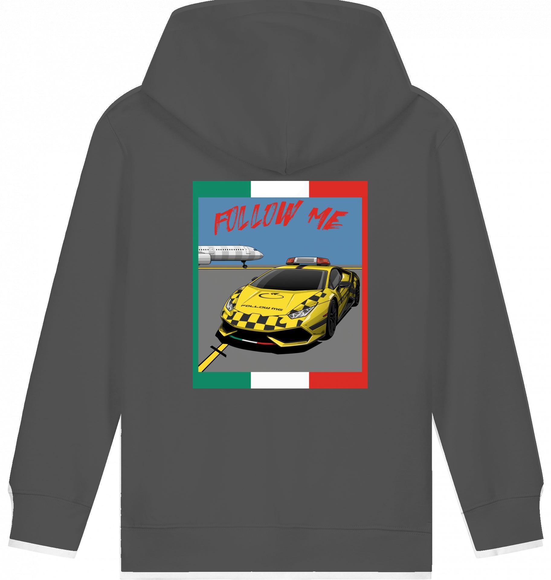 Aviation Kids Aviation Hoodie "Follow Me Italia" Airbus A321 Anthracite für Piloten, Crews, Kinder & Planespotter made by SUPERSONIC aero 4U