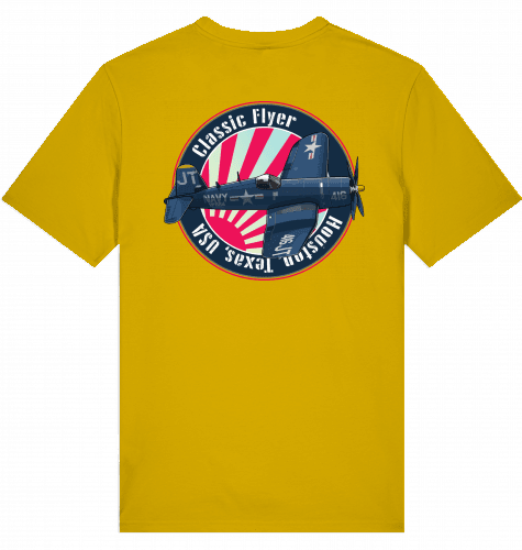 Aviation Flugzeug T-Shirt "Corsair Vought F4U Classic Flyer" Pilot Shirt Ochre für Piloten, Crews, Kinder & Planespotter made by SUPERSONIC aero 4U