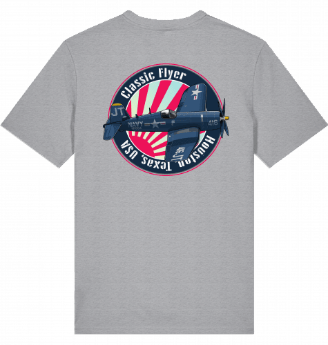 Aviation Flugzeug T-Shirt "Corsair Vought F4U Classic Flyer" Pilot Shirt Mid Heather Grey für Piloten, Crews, Kinder & Planespotter made by SUPERSONIC aero 4U