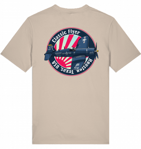 Aviation Flugzeug T-Shirt "Corsair Vought F4U Classic Flyer" Pilot Shirt Desert Dust für Piloten, Crews, Kinder & Planespotter made by SUPERSONIC aero 4U