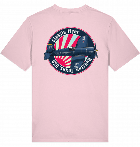 Aviation Flugzeug T-Shirt "Corsair Vought F4U Classic Flyer" Pilot Shirt Cotton Pink für Piloten, Crews, Kinder & Planespotter made by SUPERSONIC aero 4U